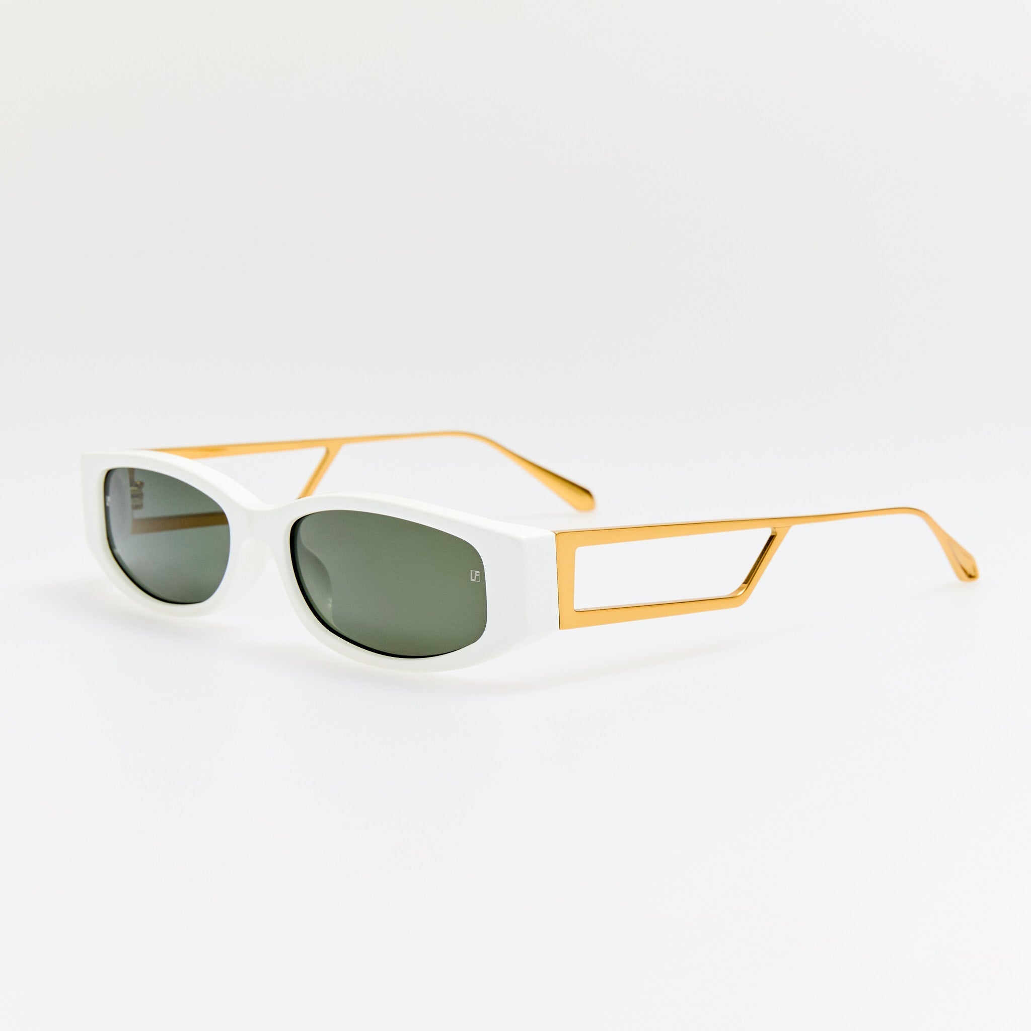Susie Vista Temple Sunglasses in White - LINDA FARROW - Sunglasses -
