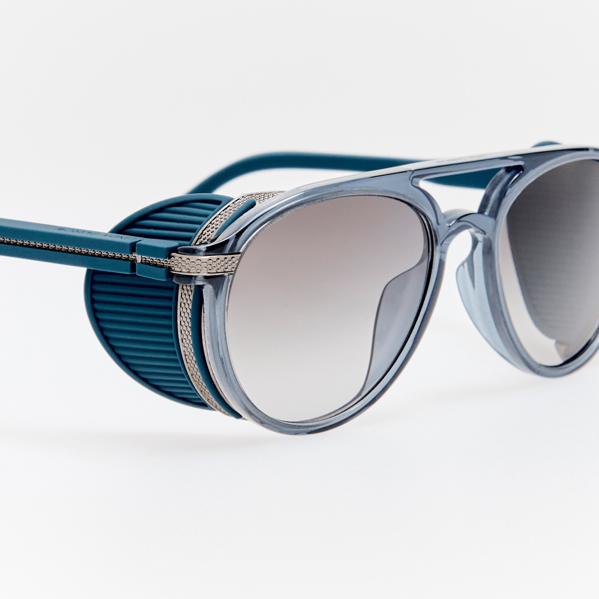 Sutton Explorer Sunglasses in Antique White Gold and Navy - LINDA FARROW-Sunglasses-