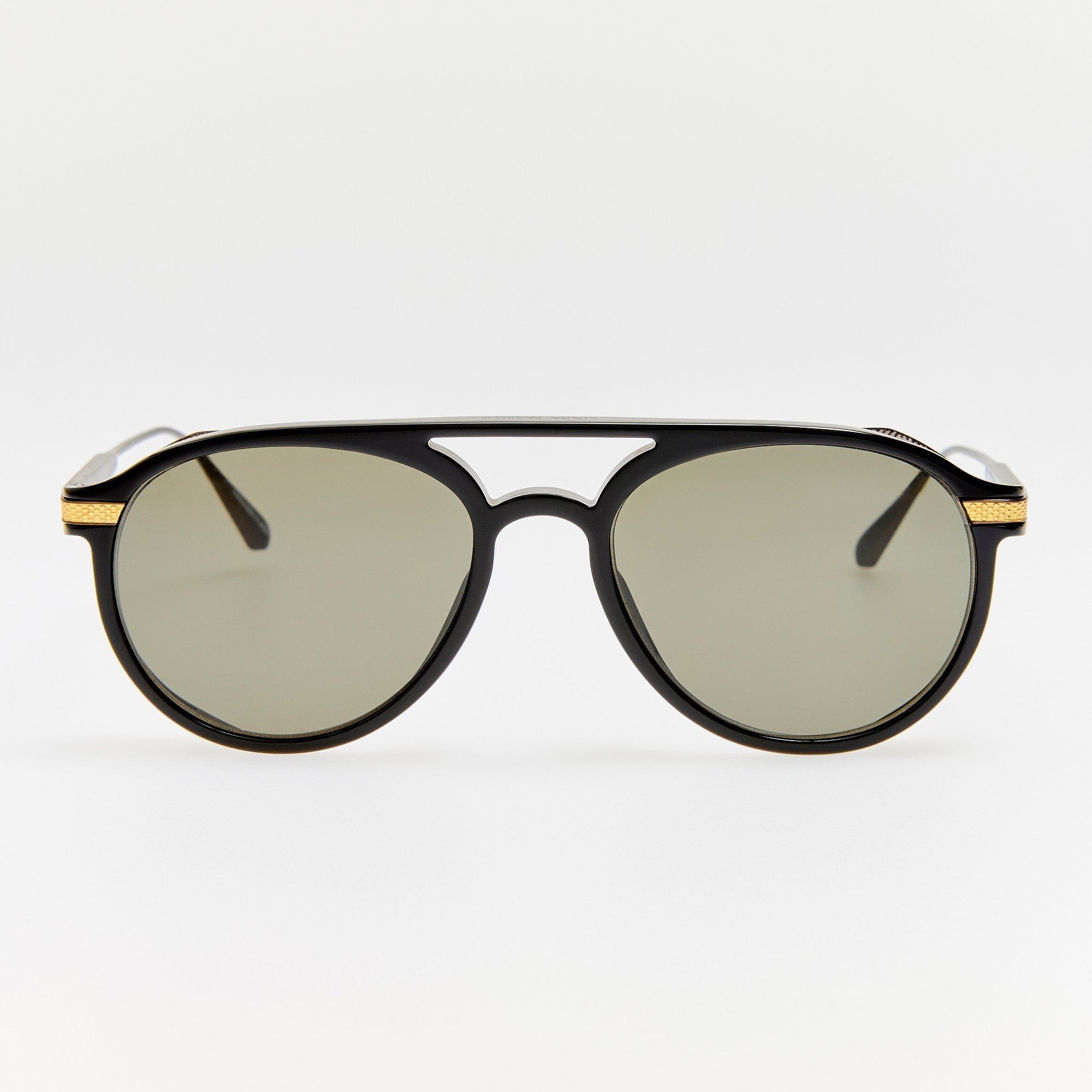 Sutton Sunglasses in 22K Gold and Black - LINDA FARROW - Sunglasses -