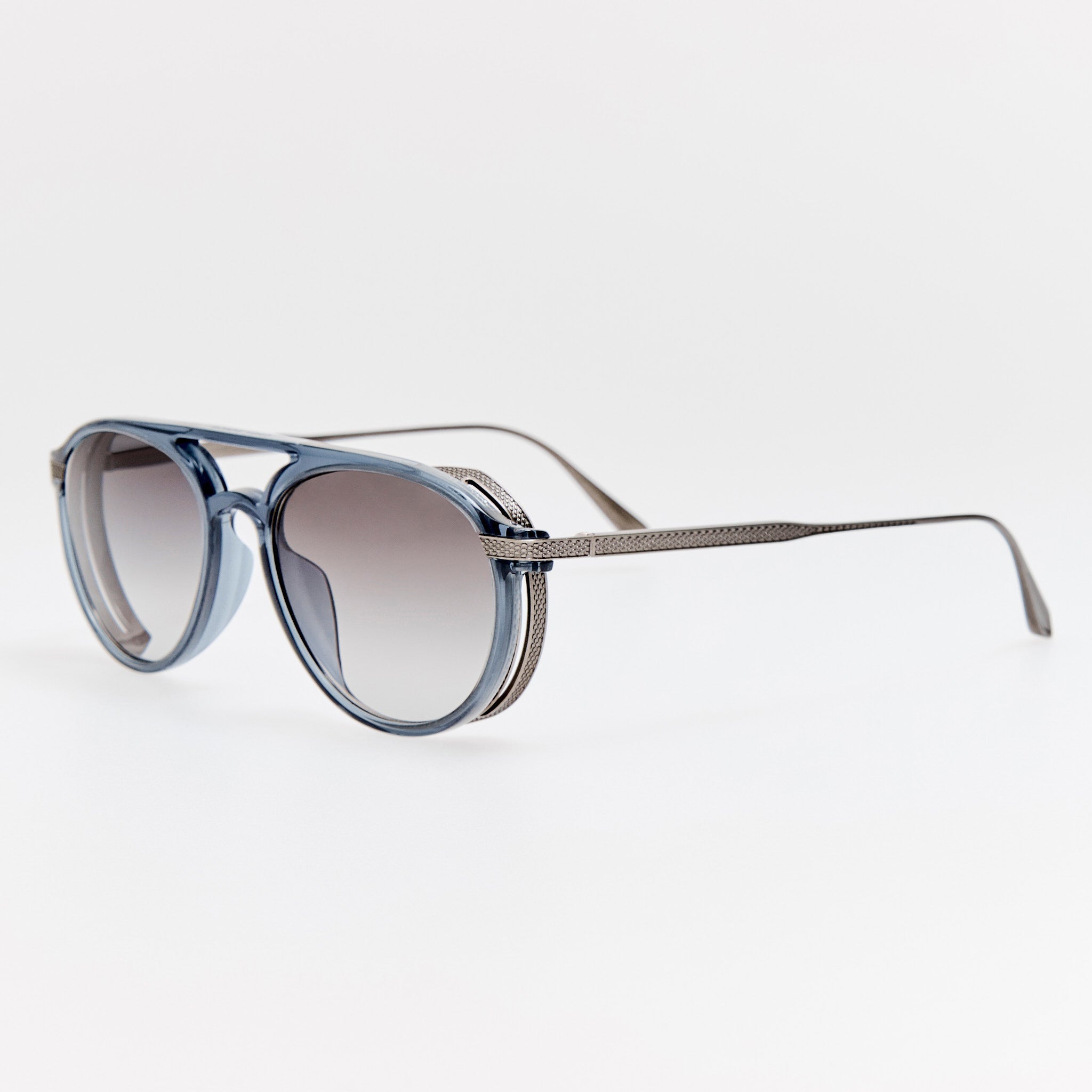 Sutton Sunglasses in Antique White Gold and Navy - LINDA FARROW - Sunglasses -