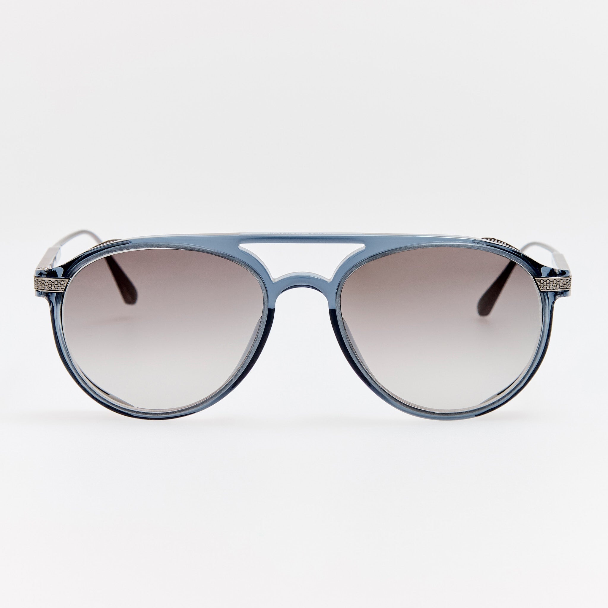Sutton Sunglasses in Antique White Gold and Navy - LINDA FARROW - Sunglasses -