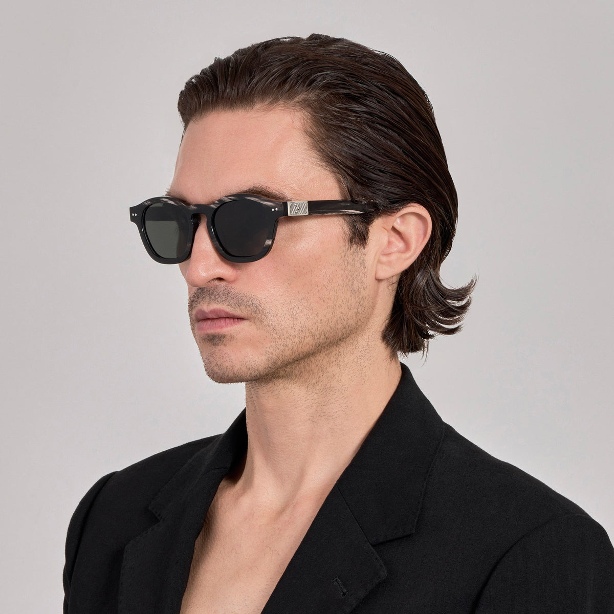 Talbot Sunglasses in Buffalo Horn and 925 Sterling Silver - LINDA FARROW-Sunglasses-