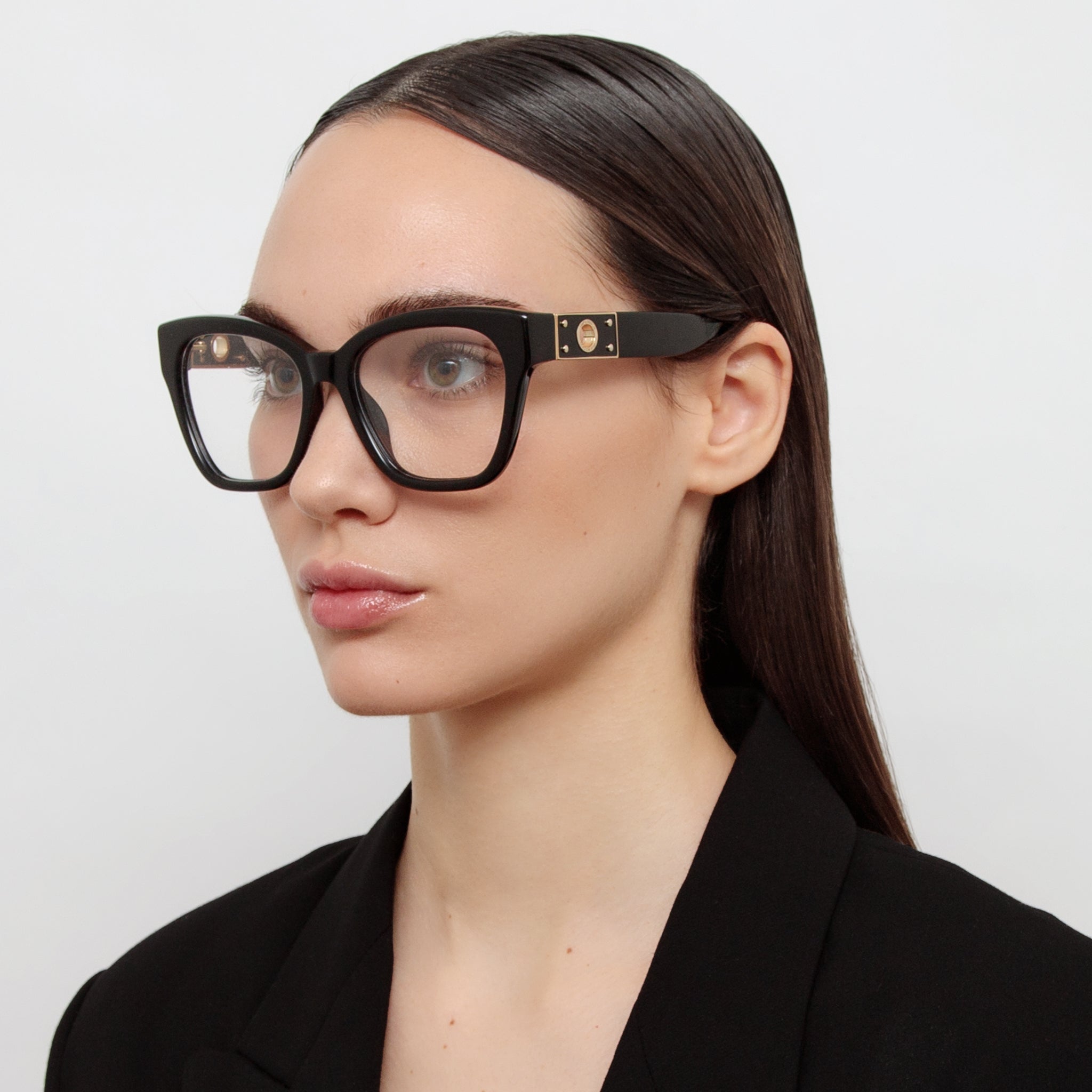 Tamara Cat Eye Optical Frame in Black - LINDA FARROW - Optical Frame -