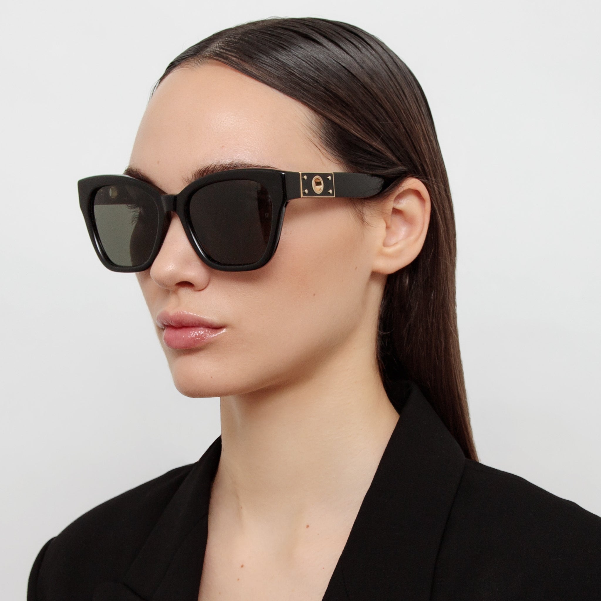 Tamara Cat Eye Sunglasses in Black - LINDA FARROW - Sunglasses -