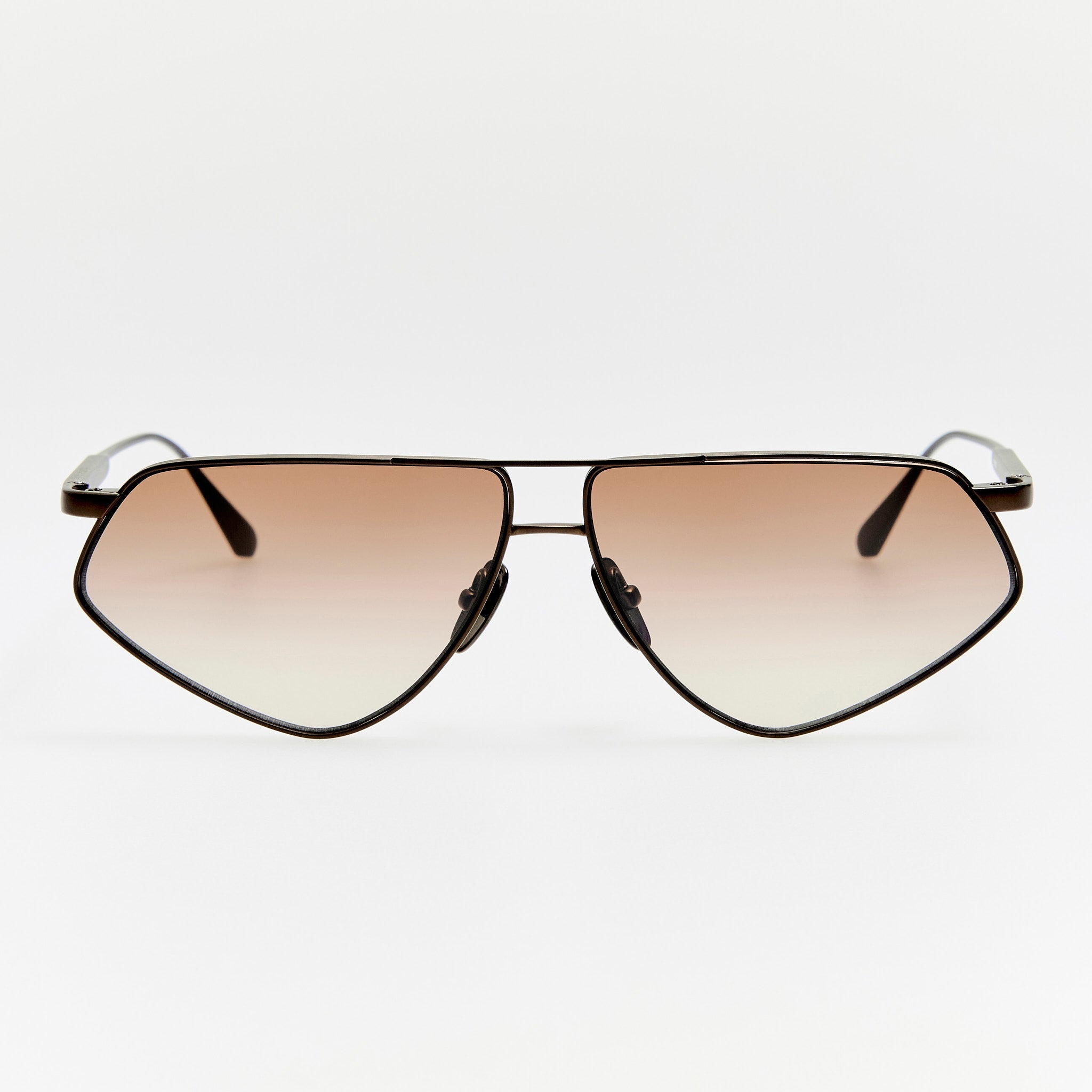 Tarian Sunglasses in Matt Nickel and Mocha - LINDA FARROW - Sunglasses -