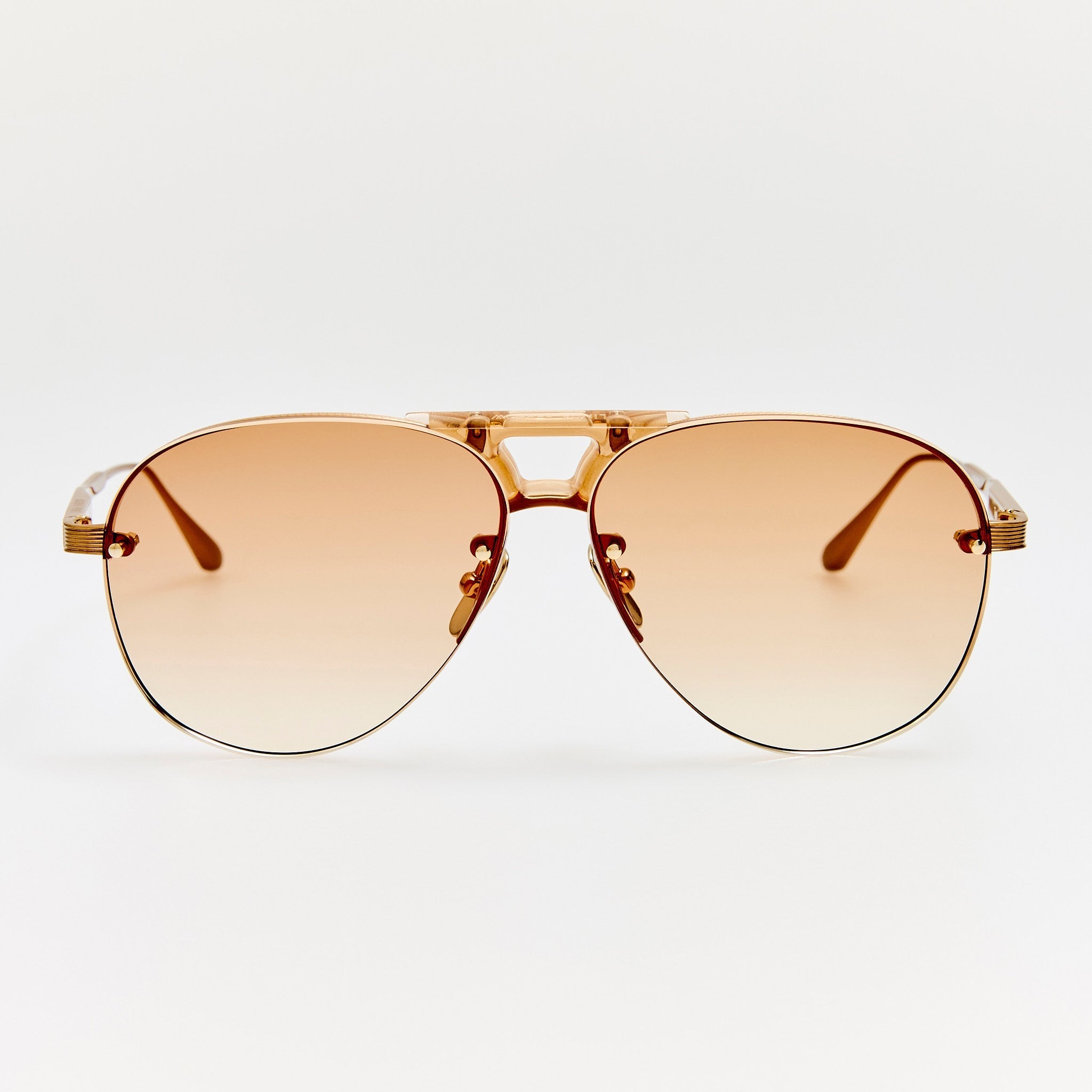 Taya Sunglasses in Matt Champagne and Camel - LINDA FARROW - Sunglasses -