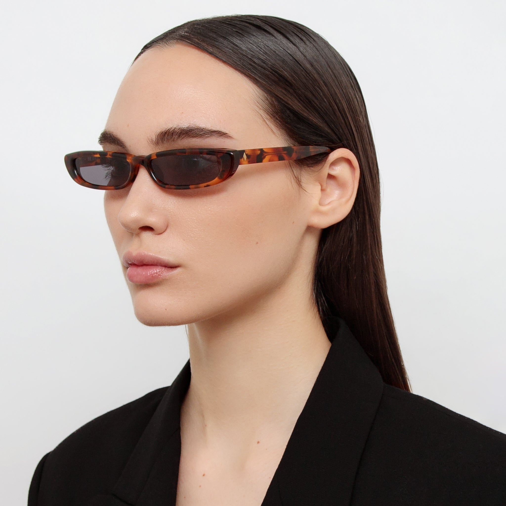 Thea Angular Sunglasses in Tortoiseshell - LINDA FARROW - Sunglasses -