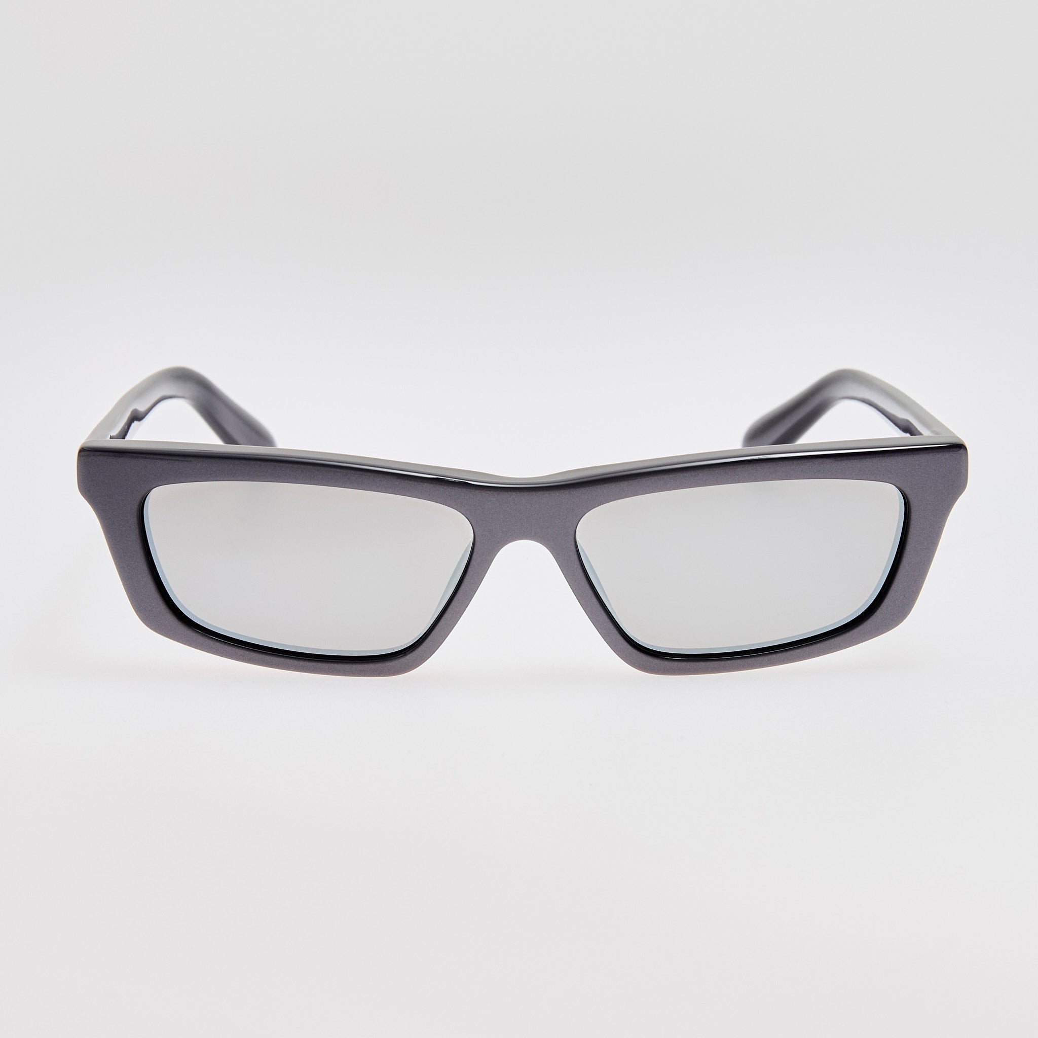 Trapezi Sunglasses in Metallic Gunmetal - LINDA FARROW - Sunglasses -