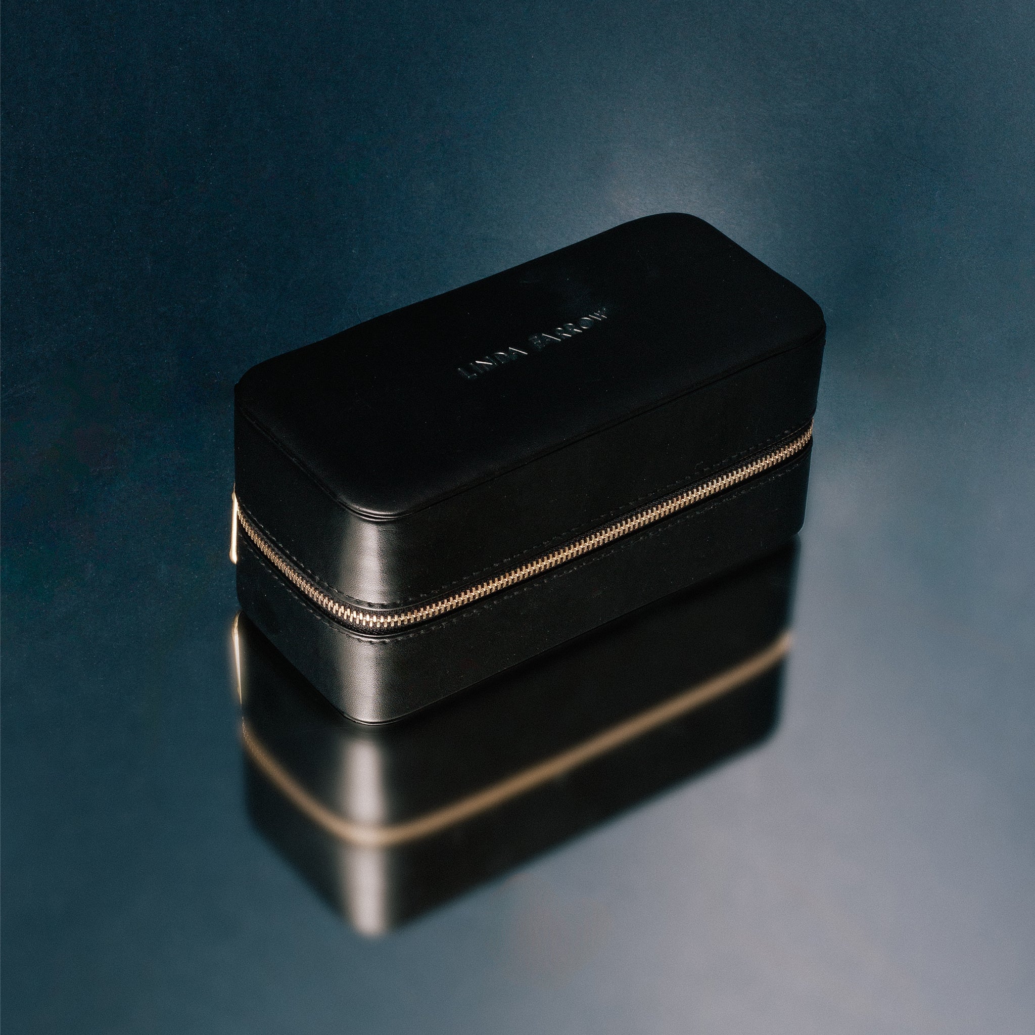 Two Pair Square Zip Travel Case in Black - LINDA FARROW - Accessories -