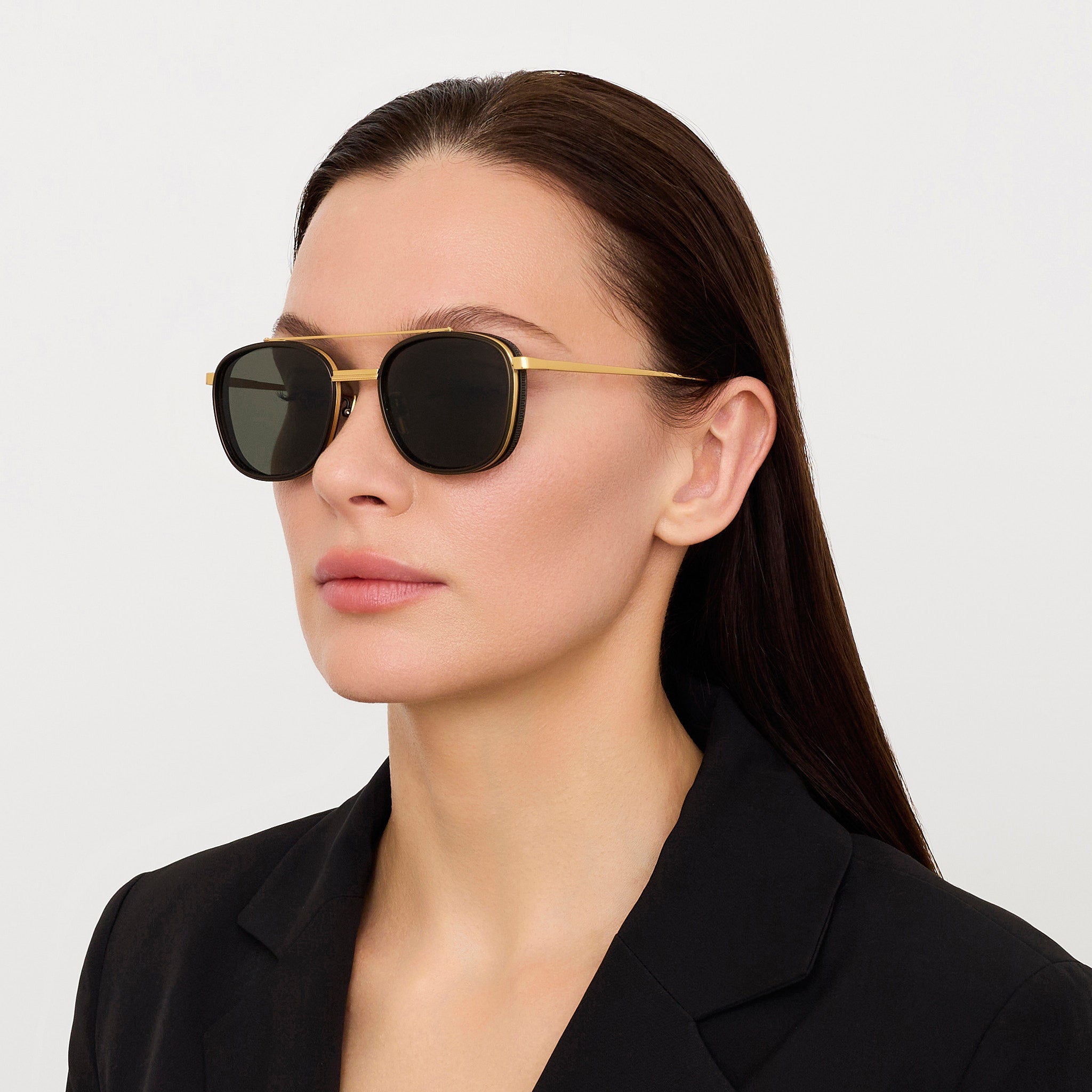 Varo Sunglasses in 22K Gold and Black - LINDA FARROW - Sunglasses -