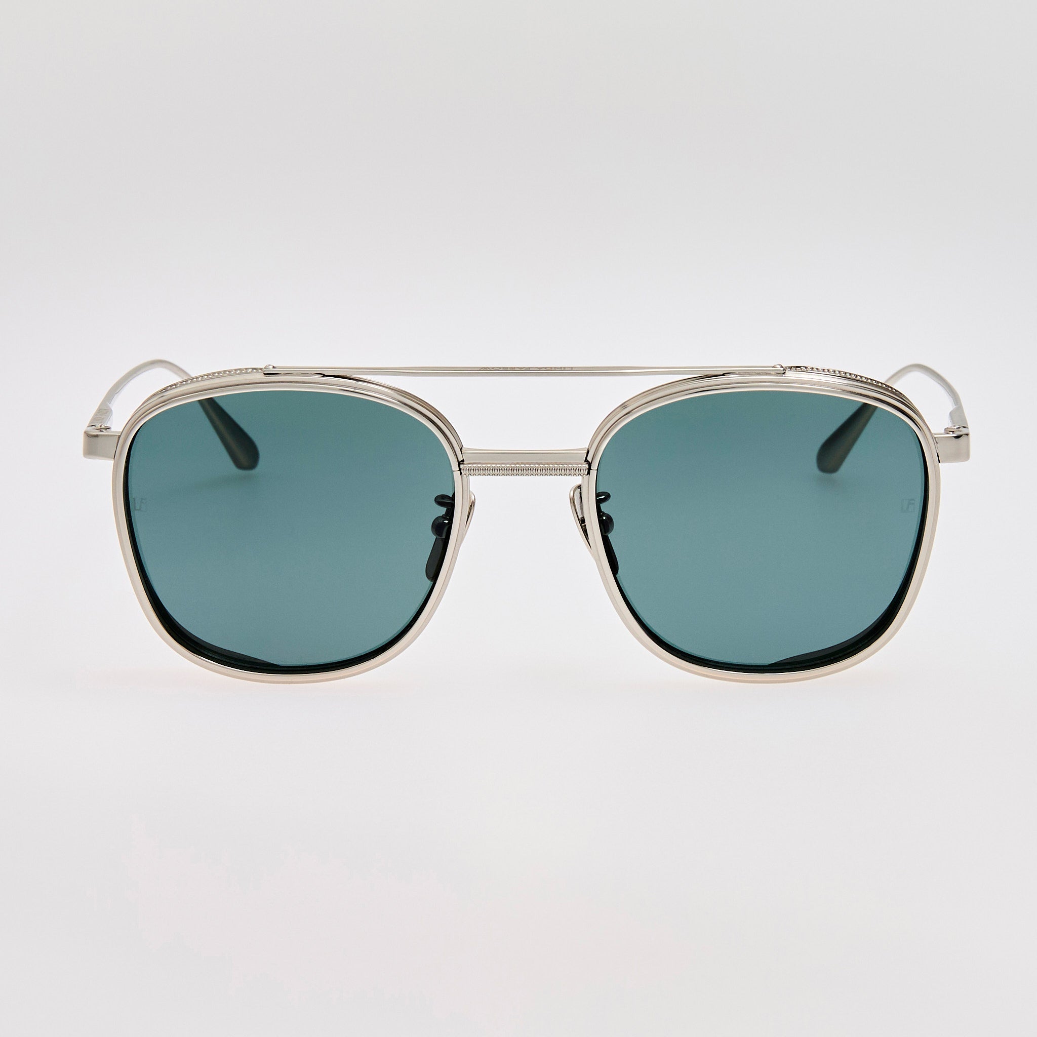 Varo Sunglasses in 22K White Gold and Green - LINDA FARROW - Sunglasses -