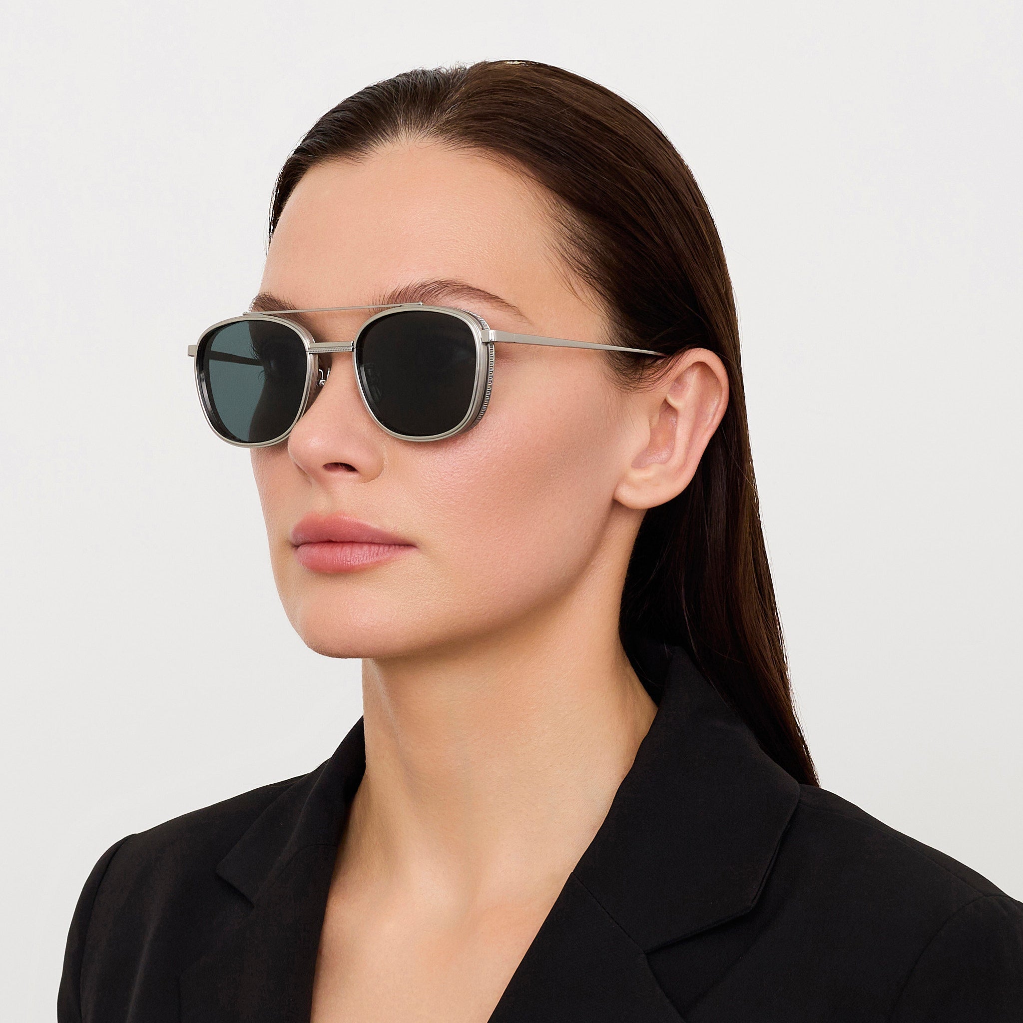 Varo Sunglasses in 22K White Gold and Green - LINDA FARROW - Sunglasses -