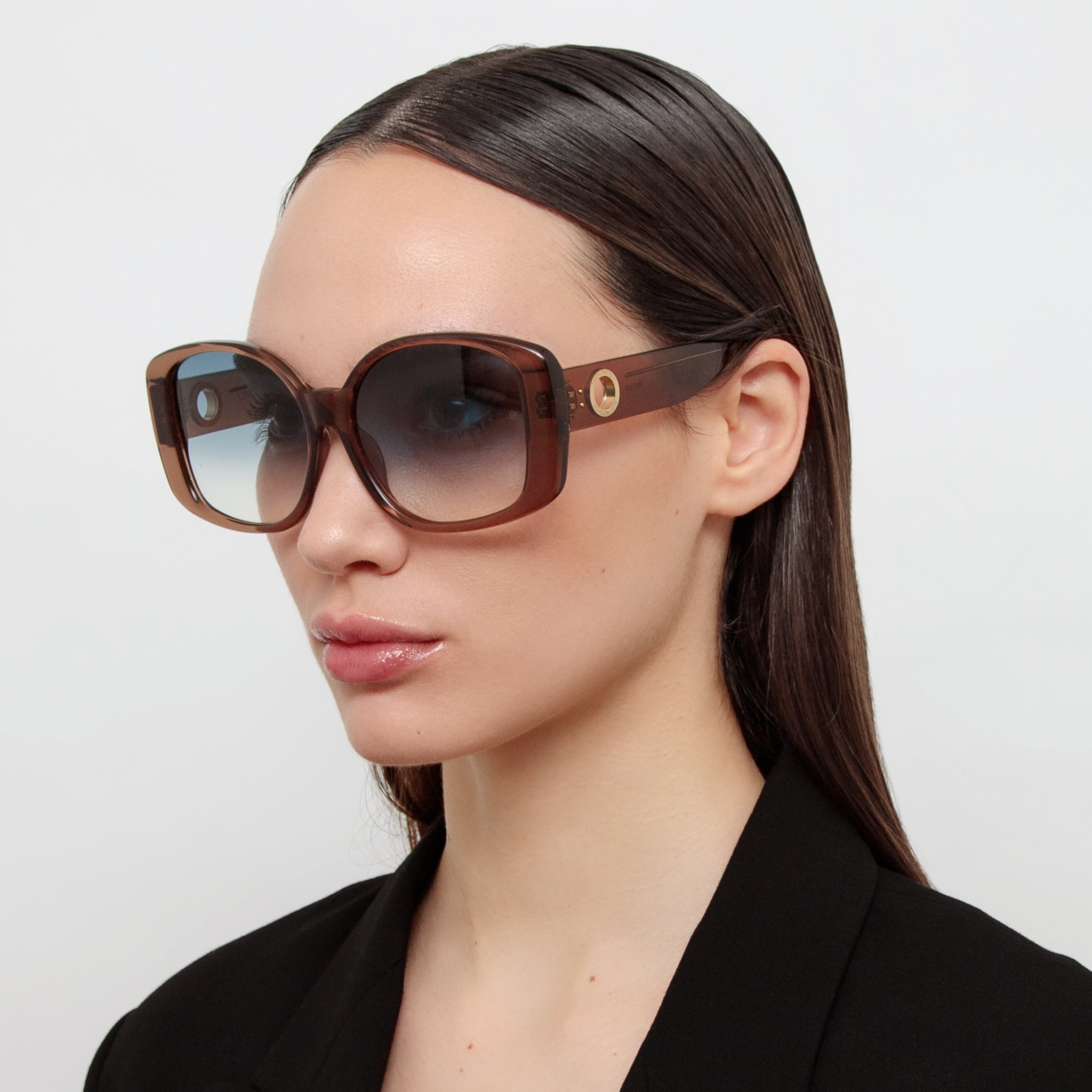 Venus Oversized Sunglasses in Aqua - LINDA FARROW - Sunglasses -