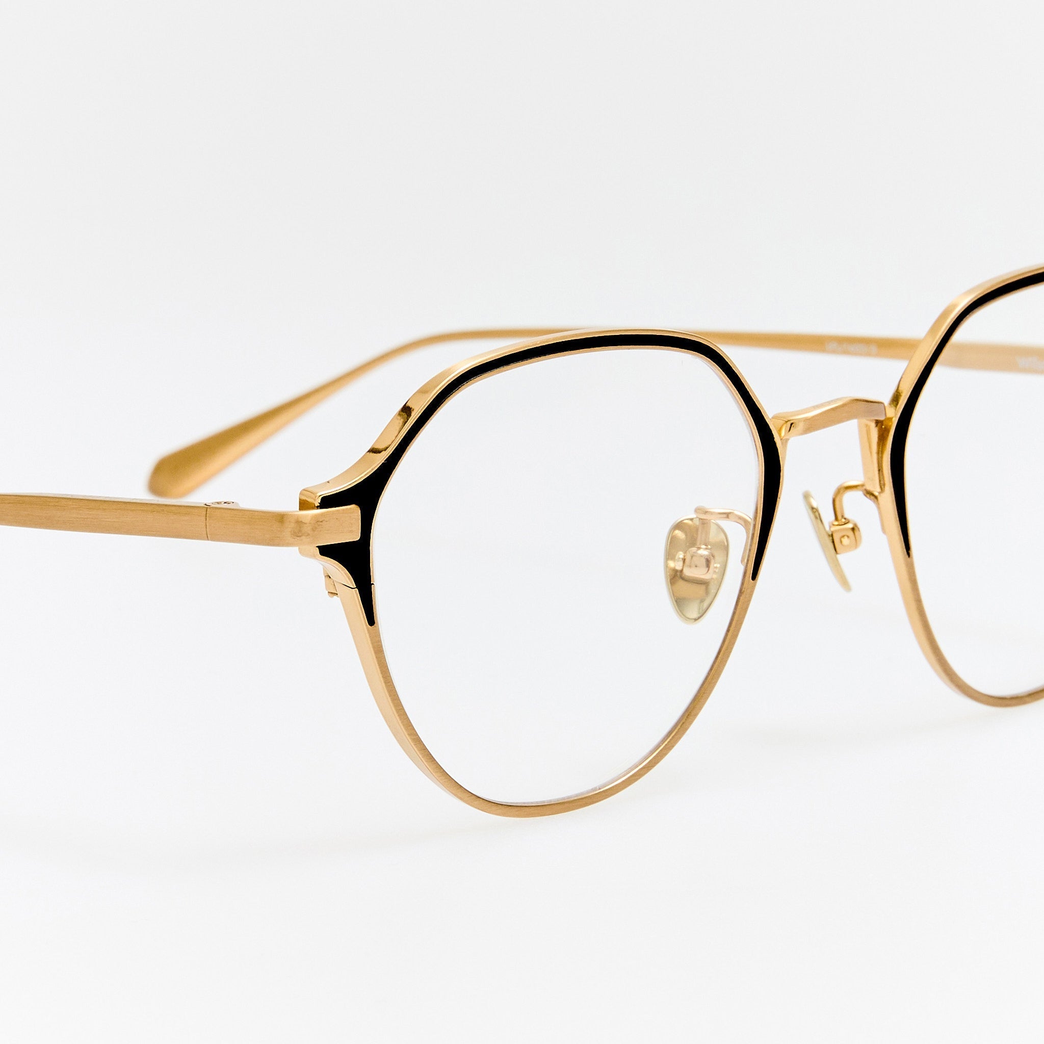 Wilson Optical in Satin Black and Matt Champagne - LINDA FARROW - Optical Frame -