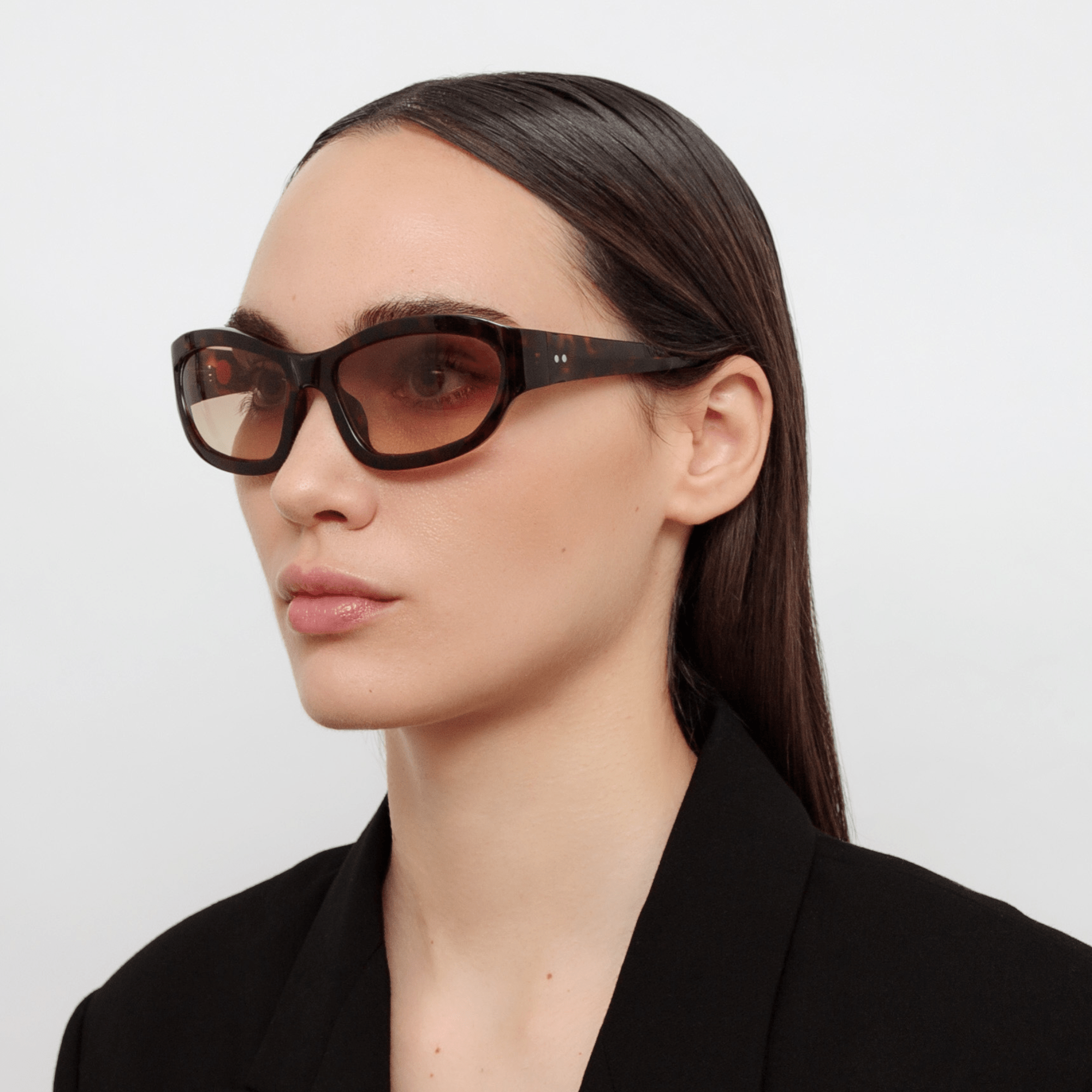 Wrap Sunglasses in Dark Tortoiseshell - LINDA FARROW - Sunglasses -