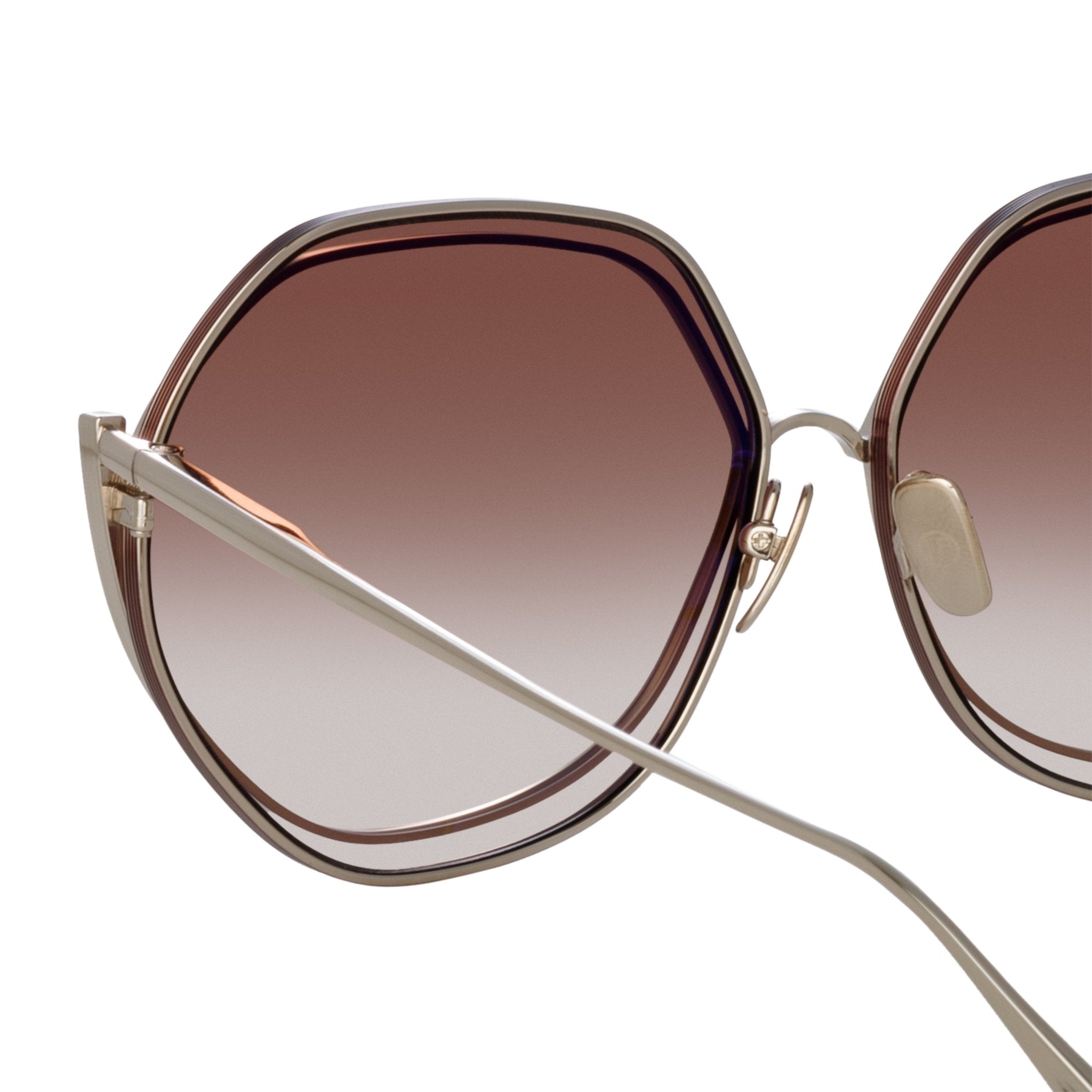 Aspen Sunglasses in 22K Gold and Mocha - LINDA FARROW - Sunglasses -