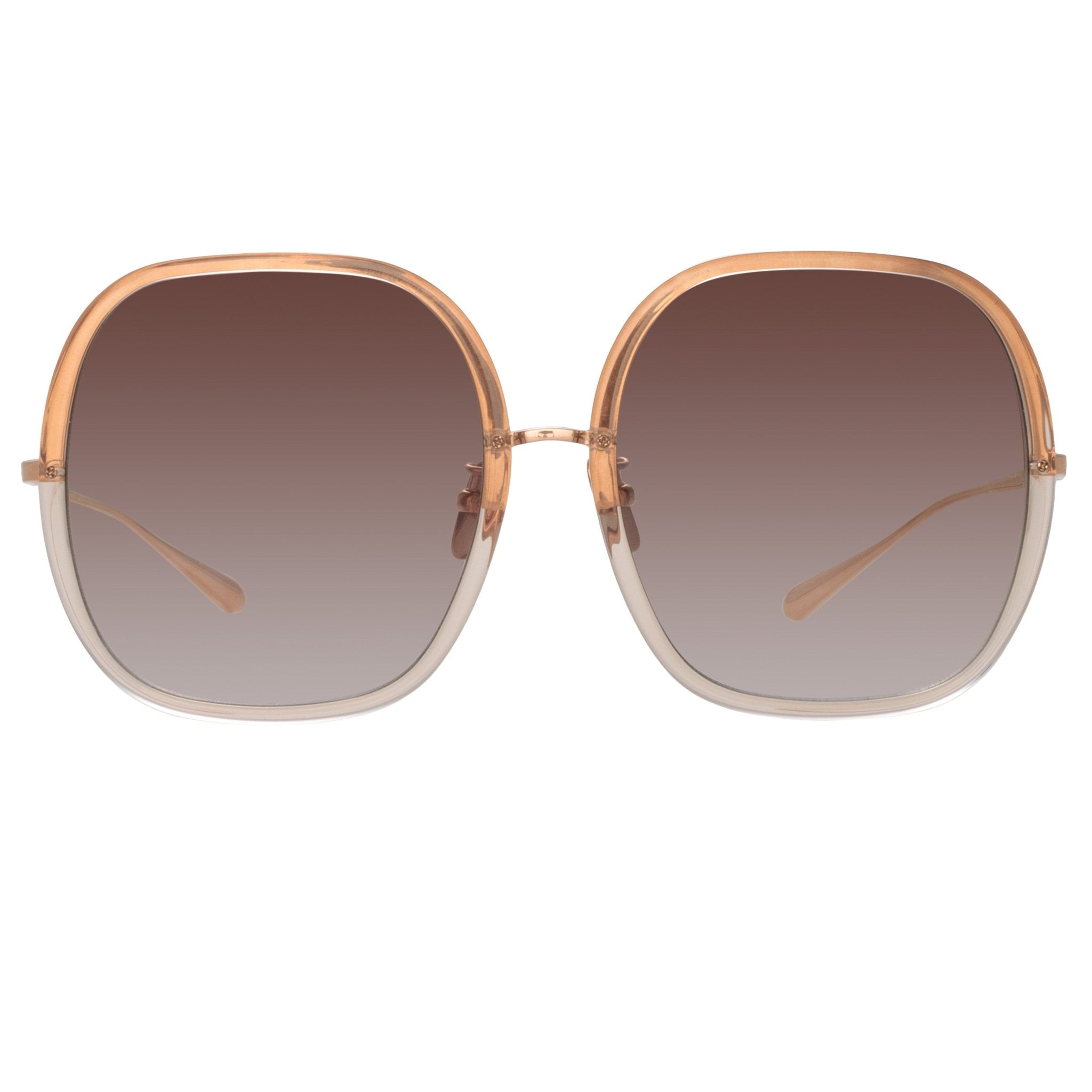 Celia Sunglasses in 18K Rose Gold and Mocha - LINDA FARROW - Sunglasses -