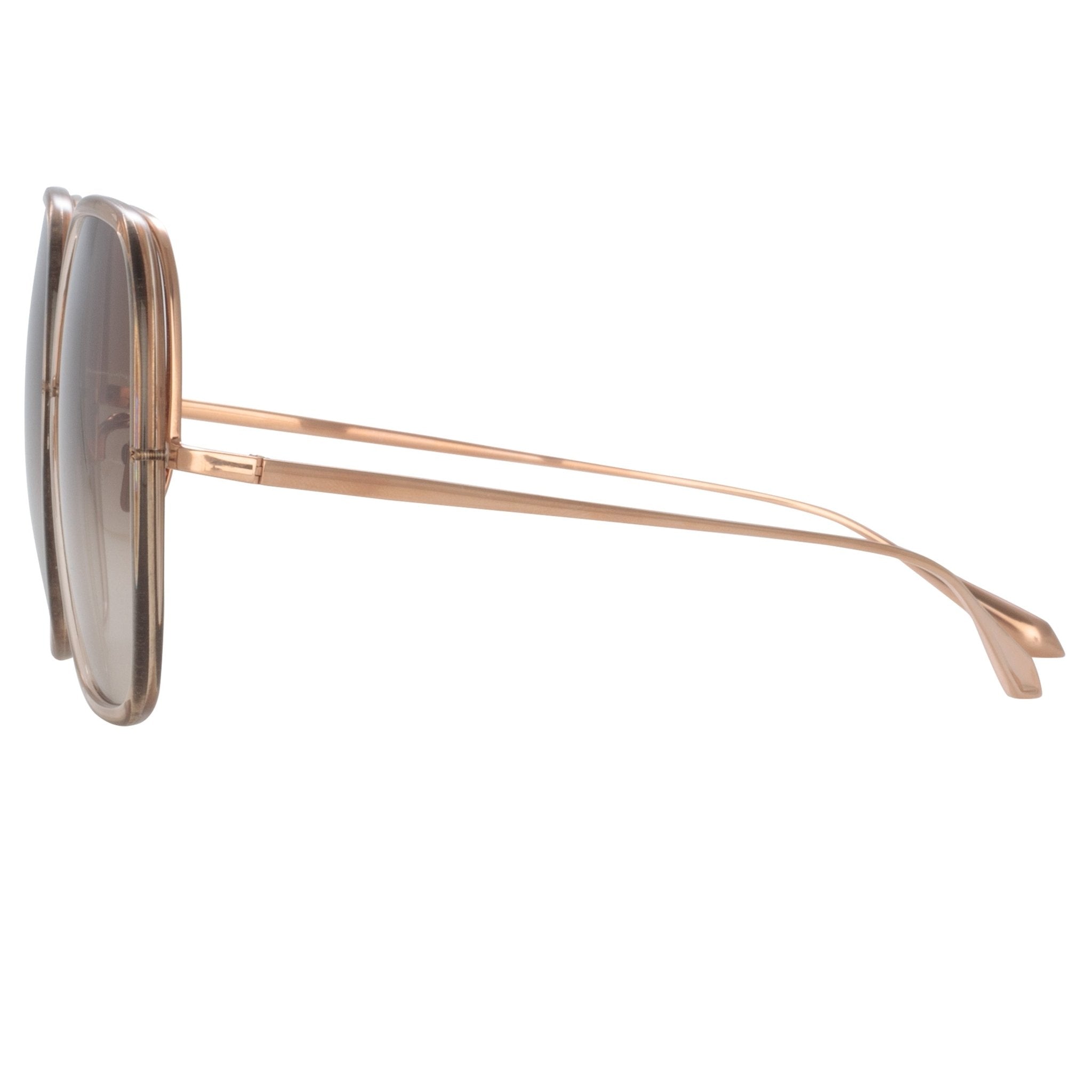 Celia Sunglasses in 18K Rose Gold and Mocha - LINDA FARROW - Sunglasses -