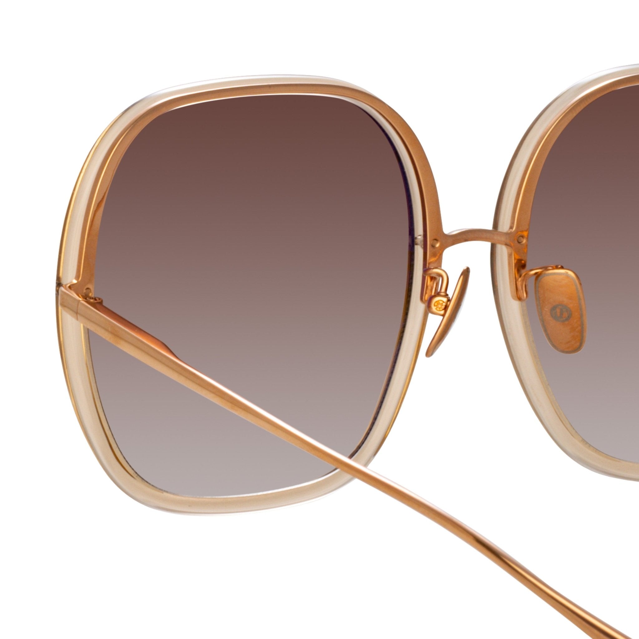Celia Sunglasses in 18K Rose Gold and Mocha - LINDA FARROW - Sunglasses -