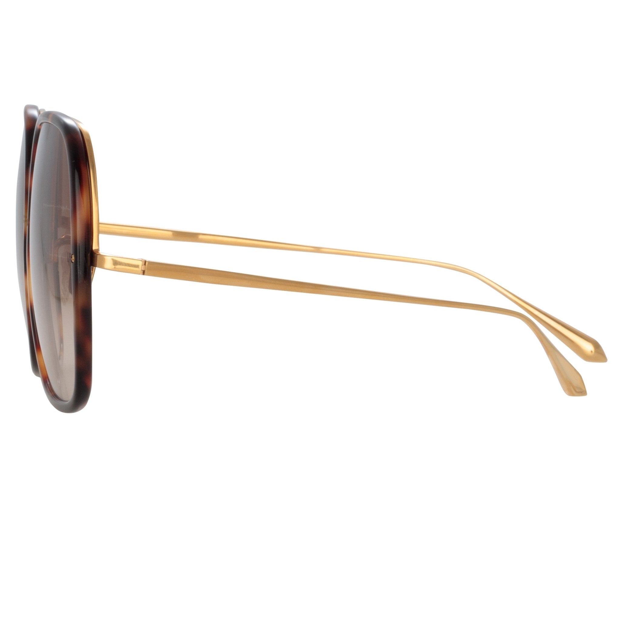 Celia Sunglasses in 22K Gold and Brown - LINDA FARROW - Sunglasses -