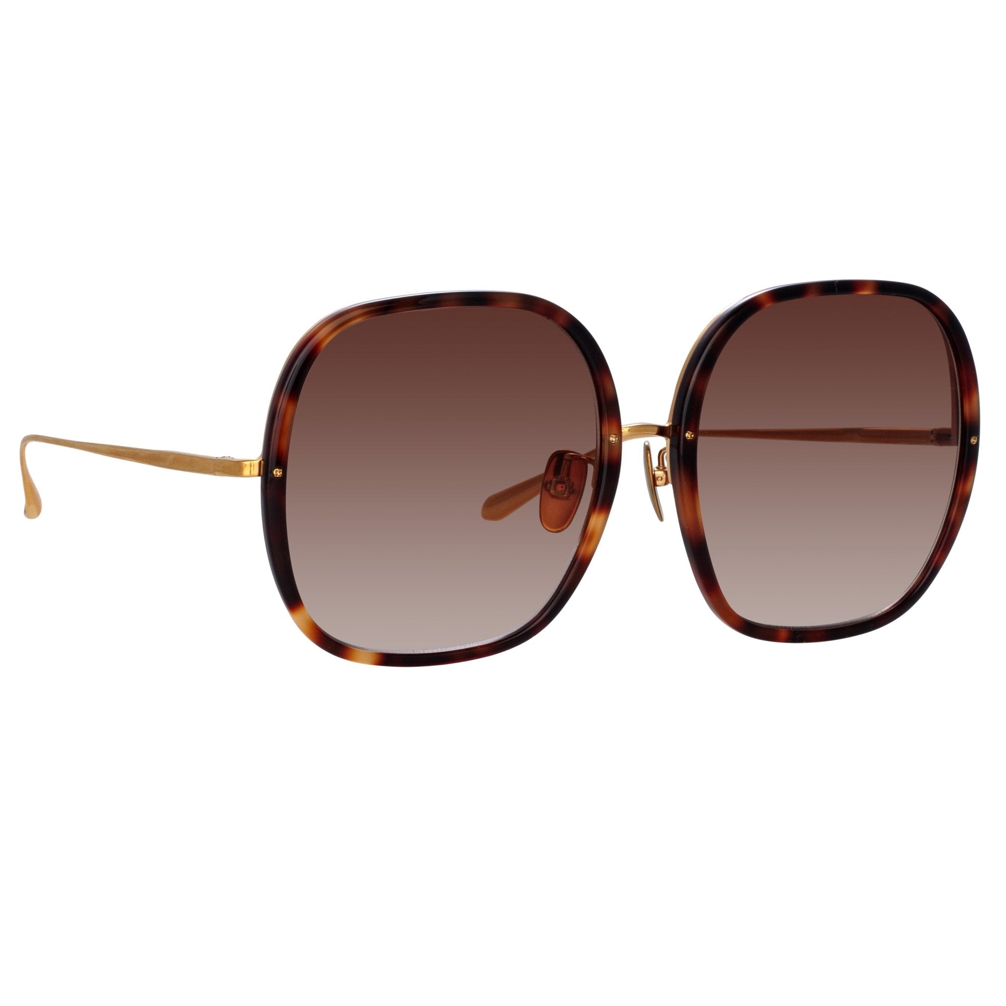 Celia Sunglasses in 22K Gold and Brown - LINDA FARROW - Sunglasses -