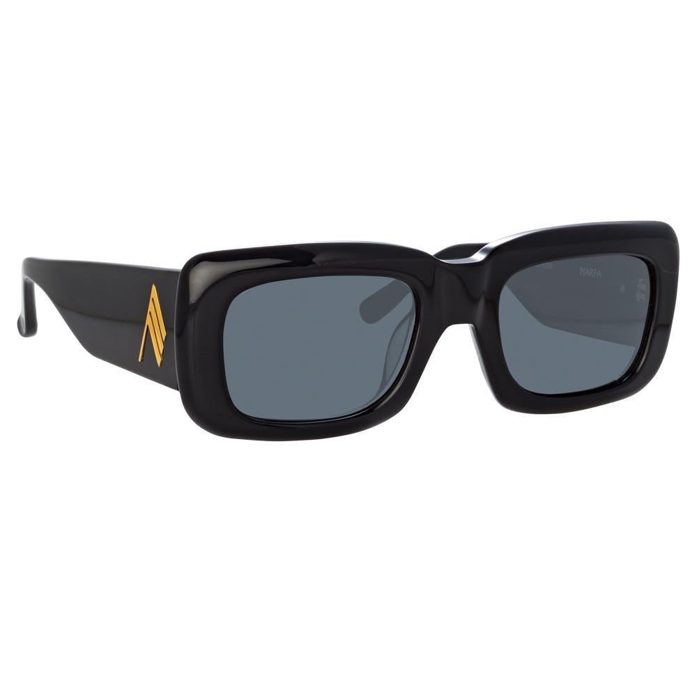 Marfa Rectangular Sunglasses in Black - LINDA FARROW - Sunglasses -