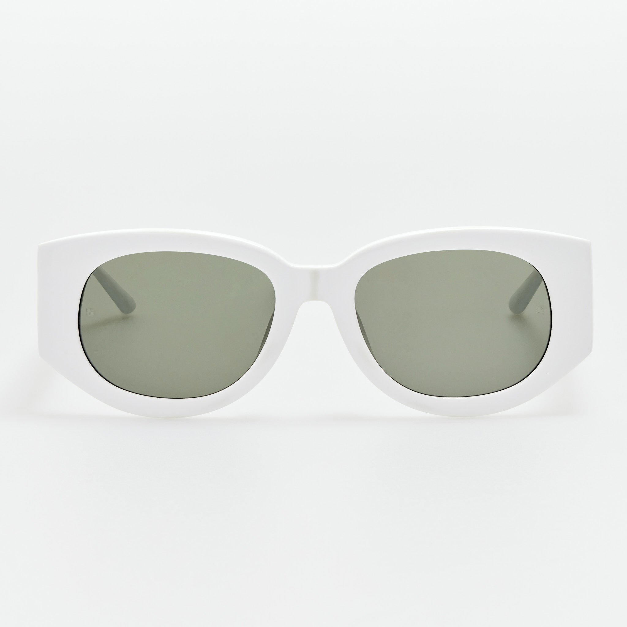Debbie Sunglasses in White with  Diamonds and 22K White Gold