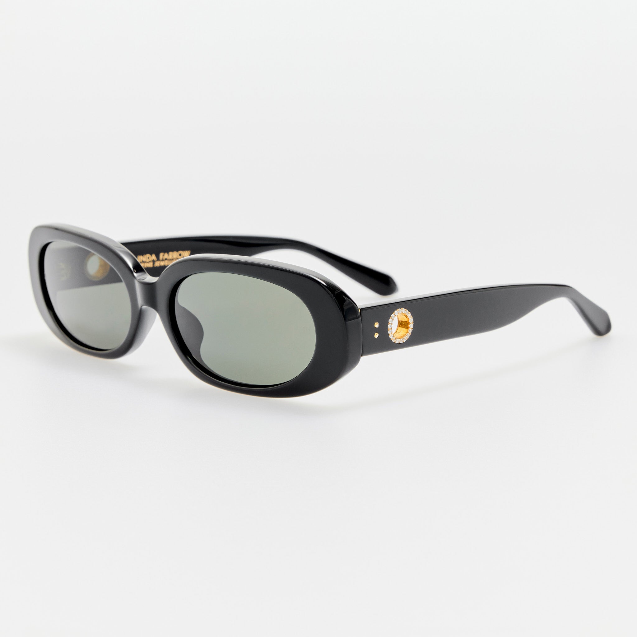 Cara Sunglasses in Black with Diamonds and 22K Gold