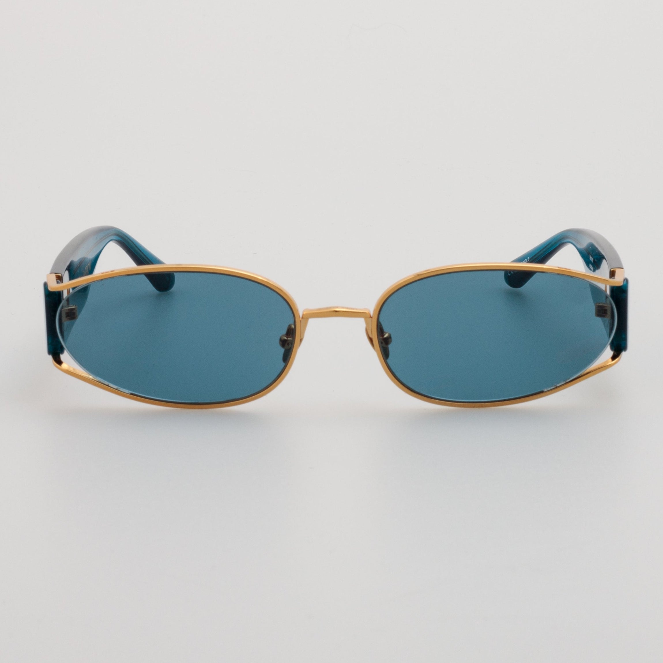 Shelby Sunglasses in 22K Gold and Aqua