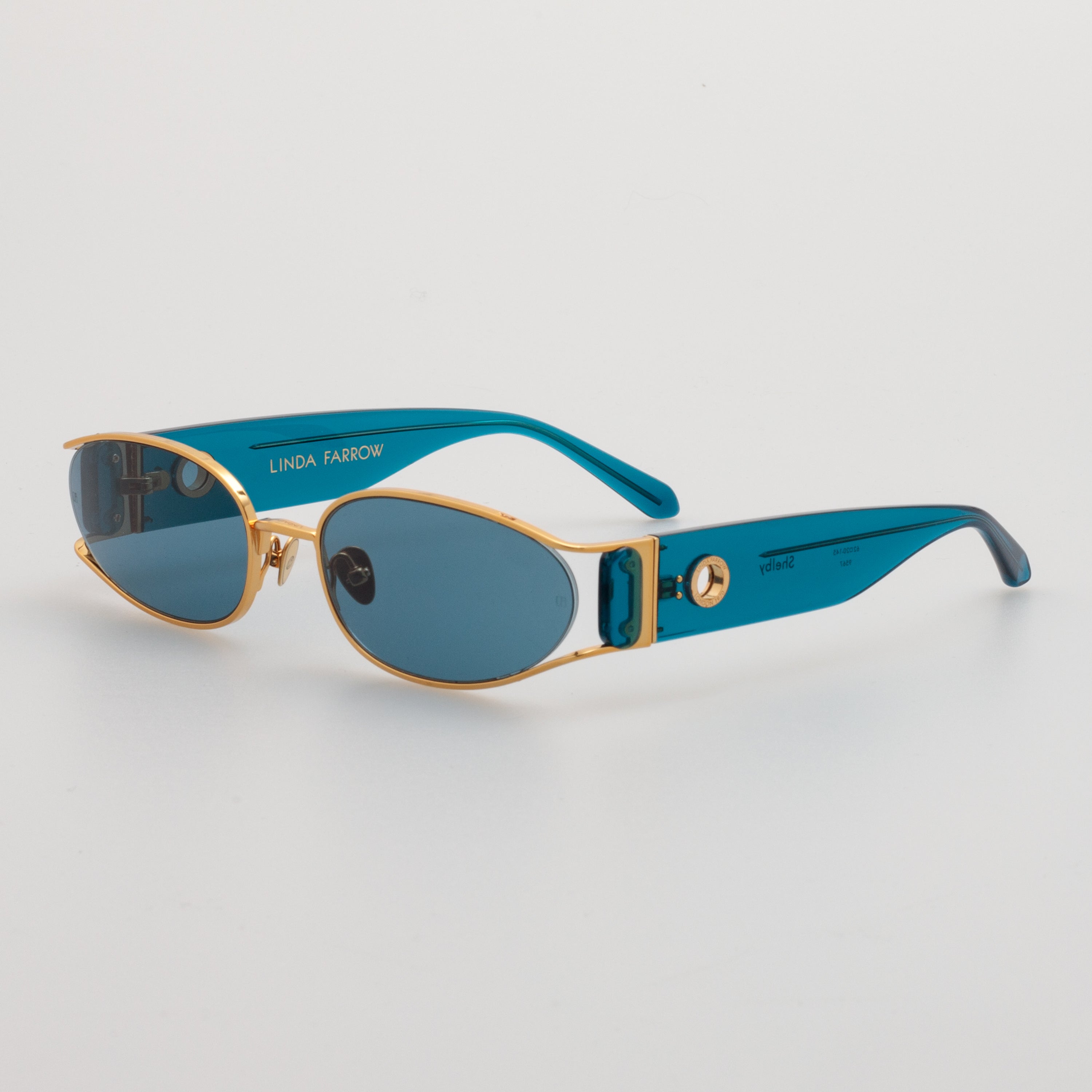 Shelby Sunglasses in 22K Gold and Aqua