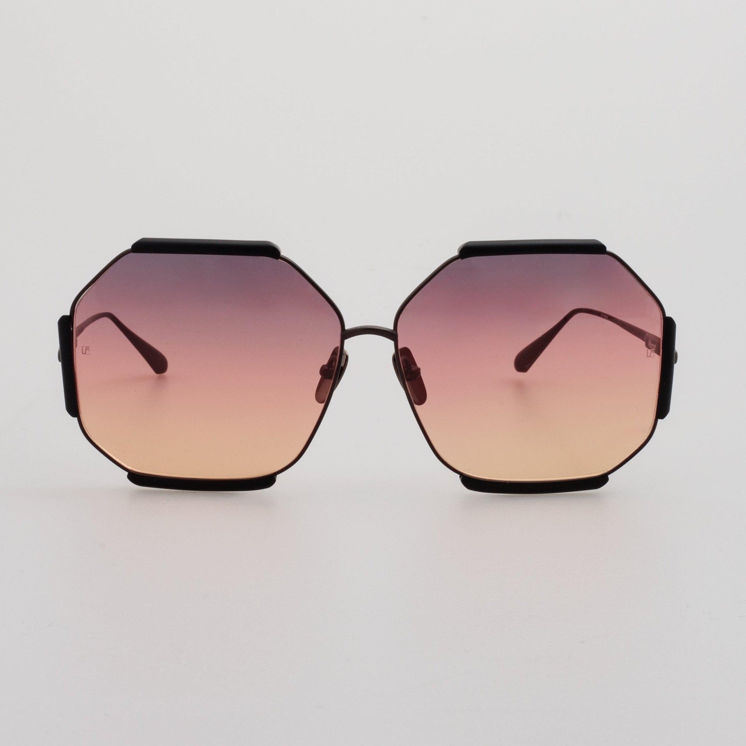 Margot Sunglasses in Black Matt Nickel and Sunset Lenses
