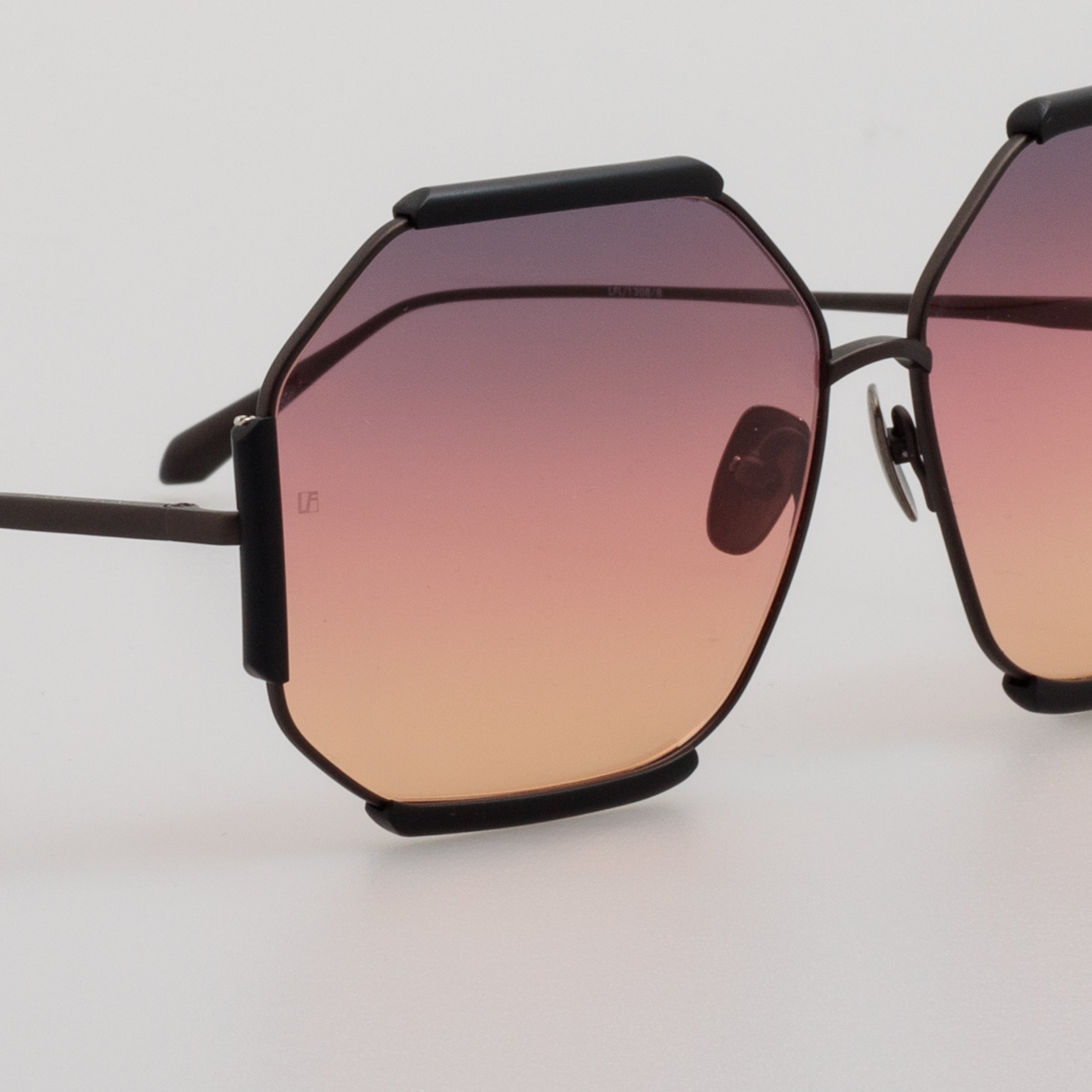 Margot Sunglasses in Black Matt Nickel and Sunset Lenses
