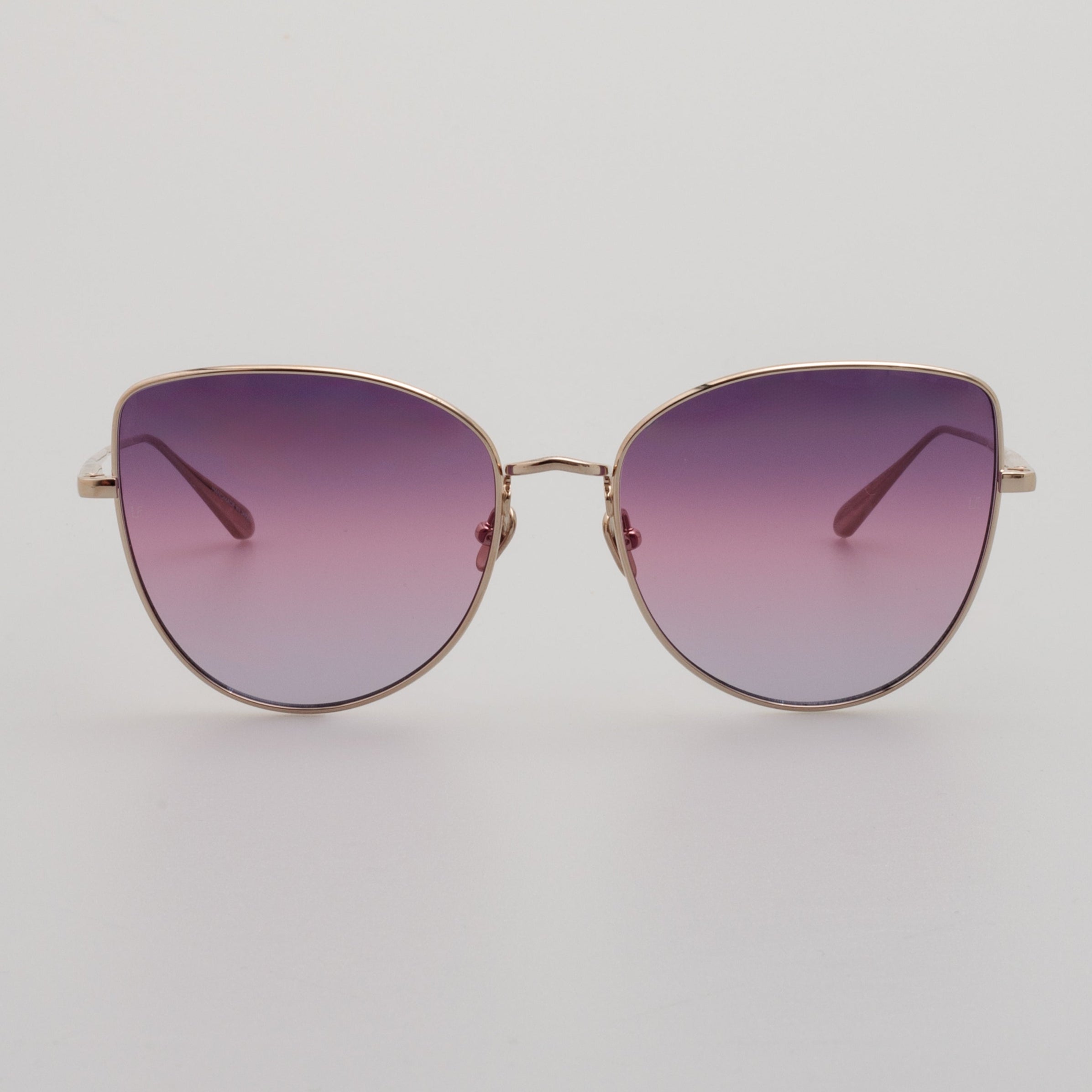 Eloise Cat Eye Sunglasses in 22K Gold and Purple