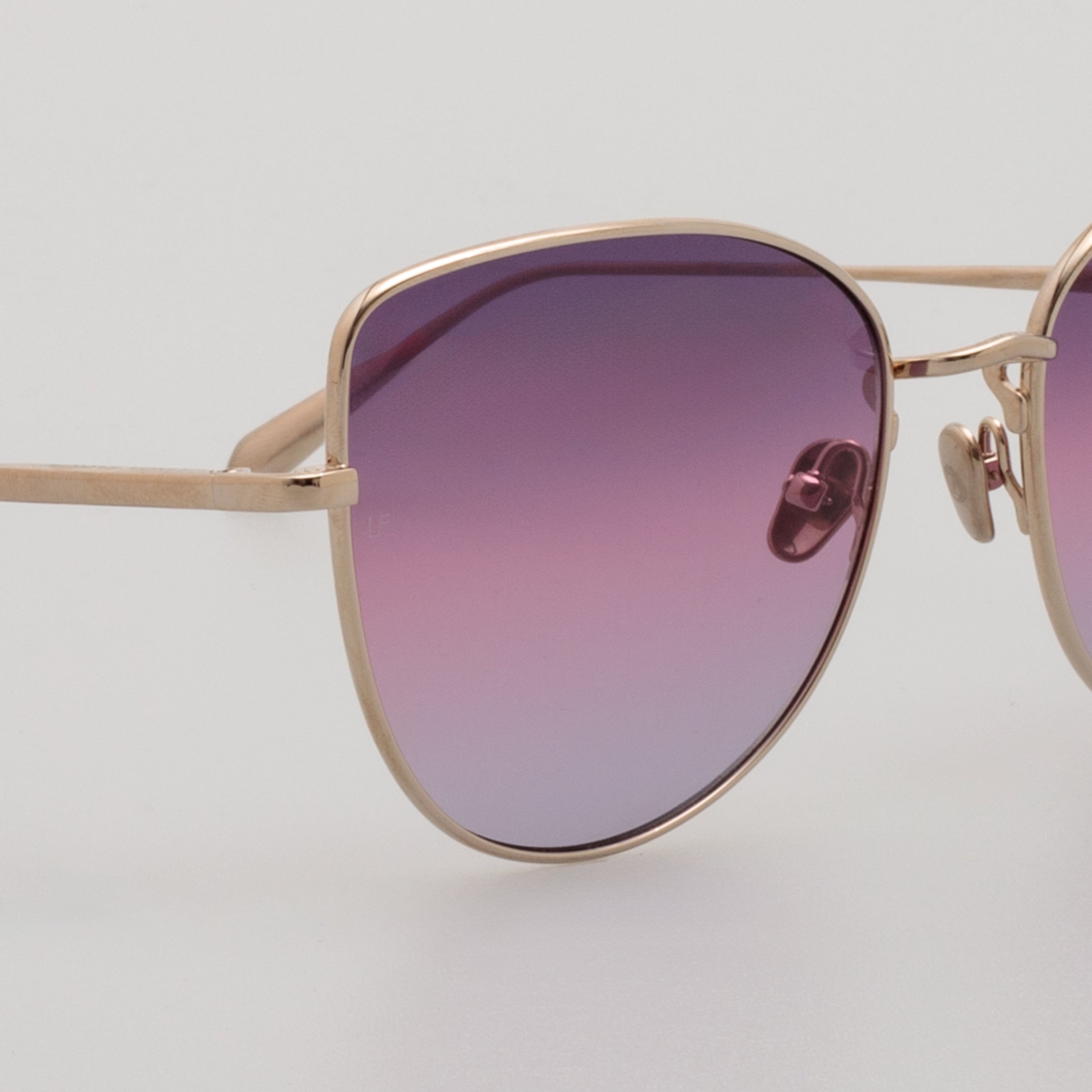 Eloise Cat Eye Sunglasses in 22K Gold and Purple