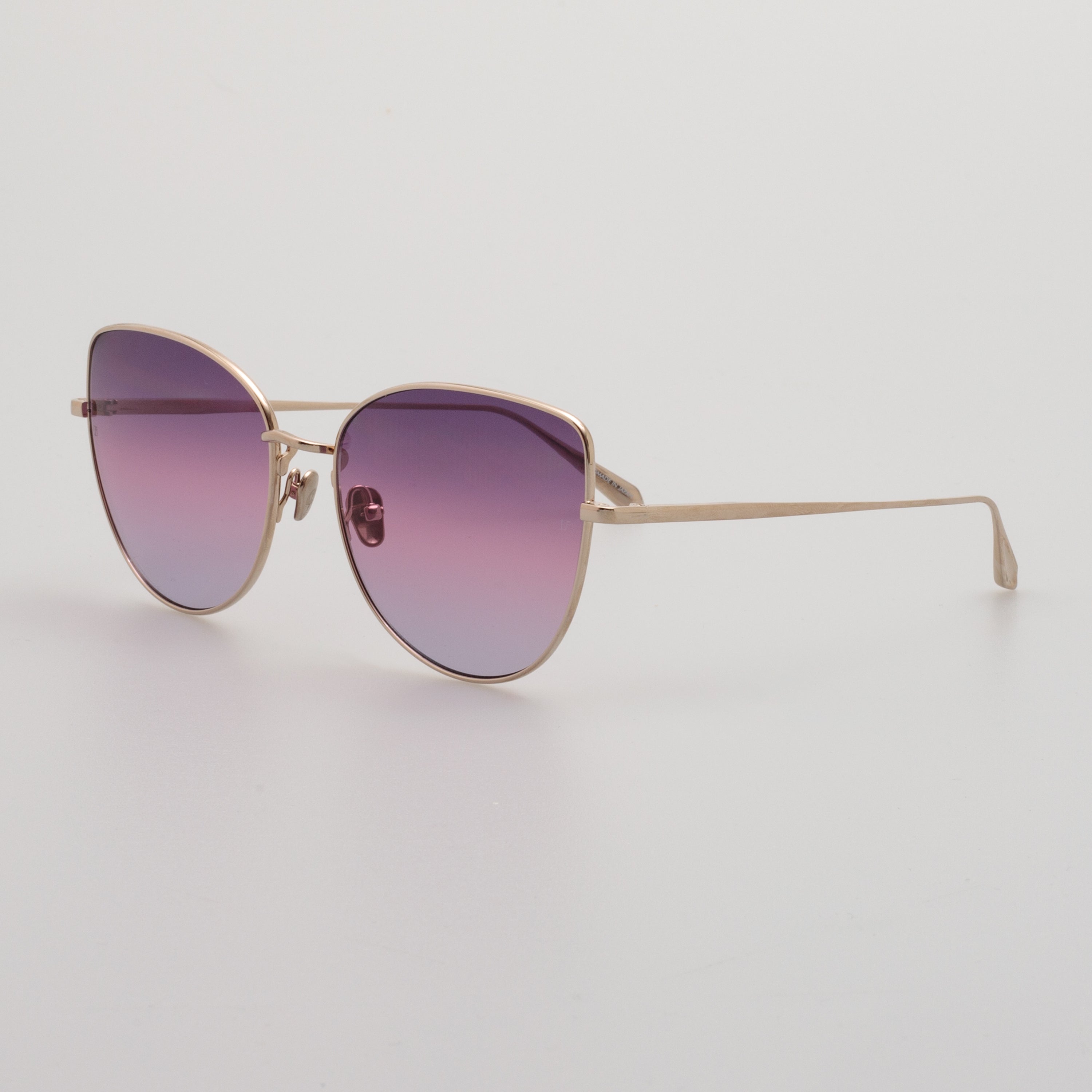 Eloise Cat Eye Sunglasses in 22K Gold and Purple