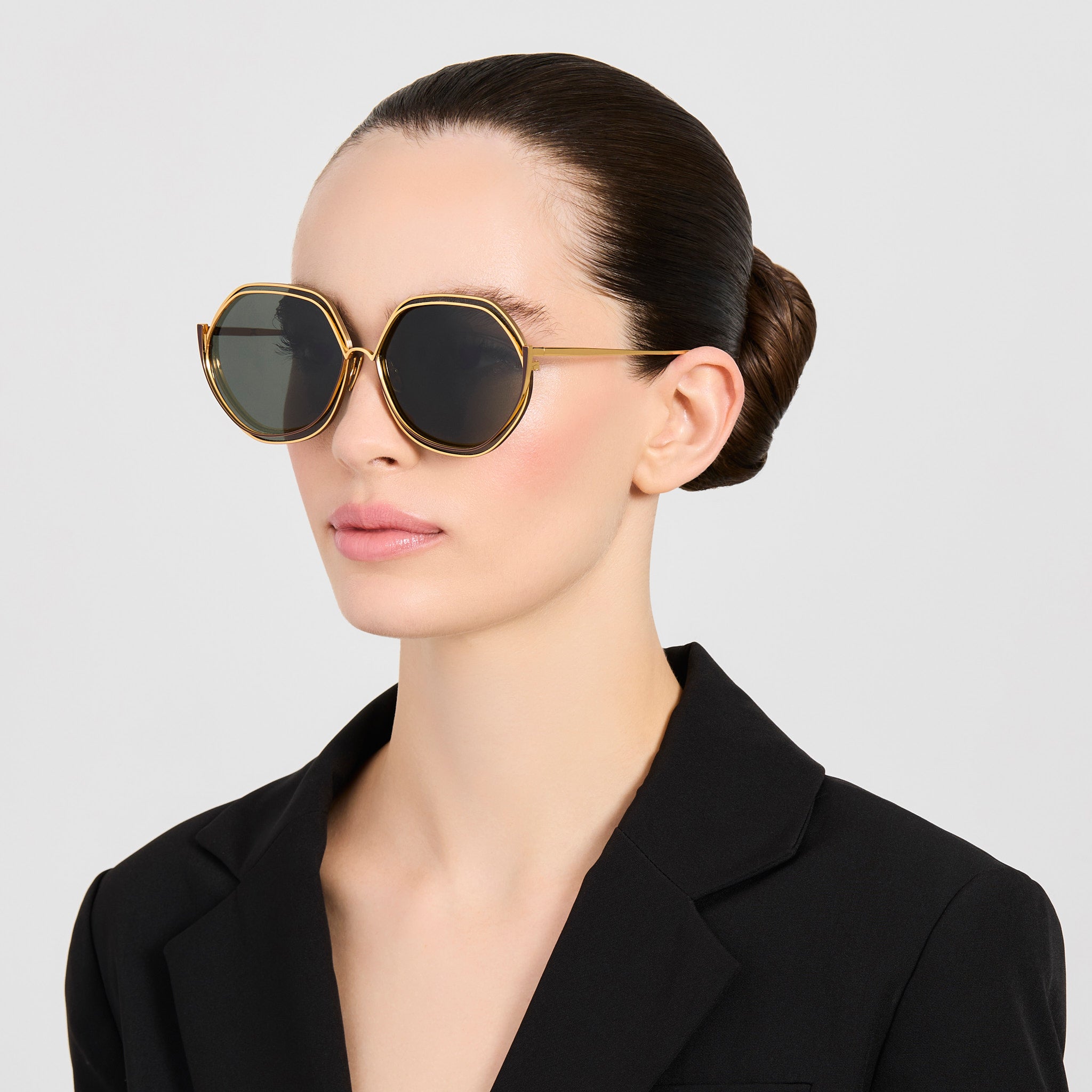 Aspen Sunglasses in 22K Gold and Grey