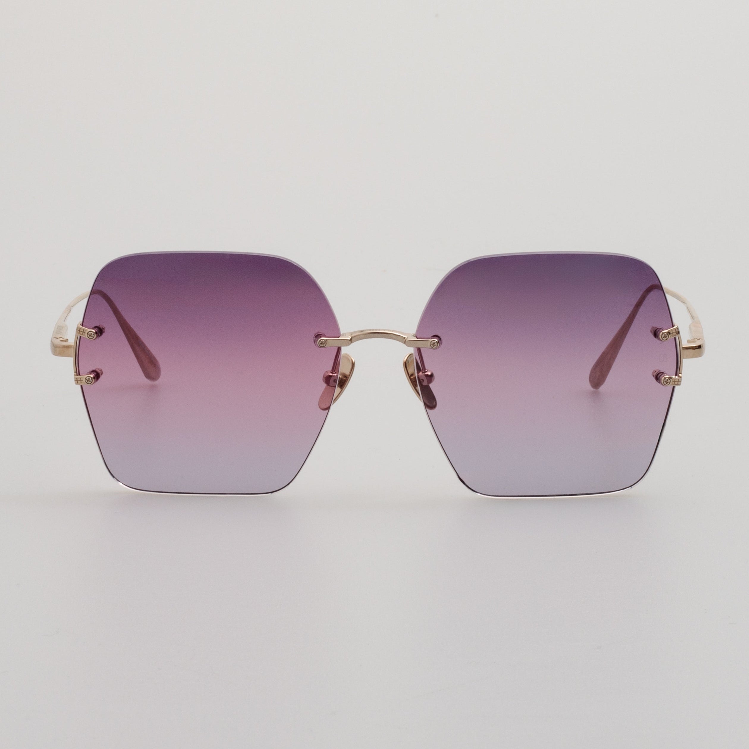 Carina Oversized Sunglasses in 22K Gold and Purple