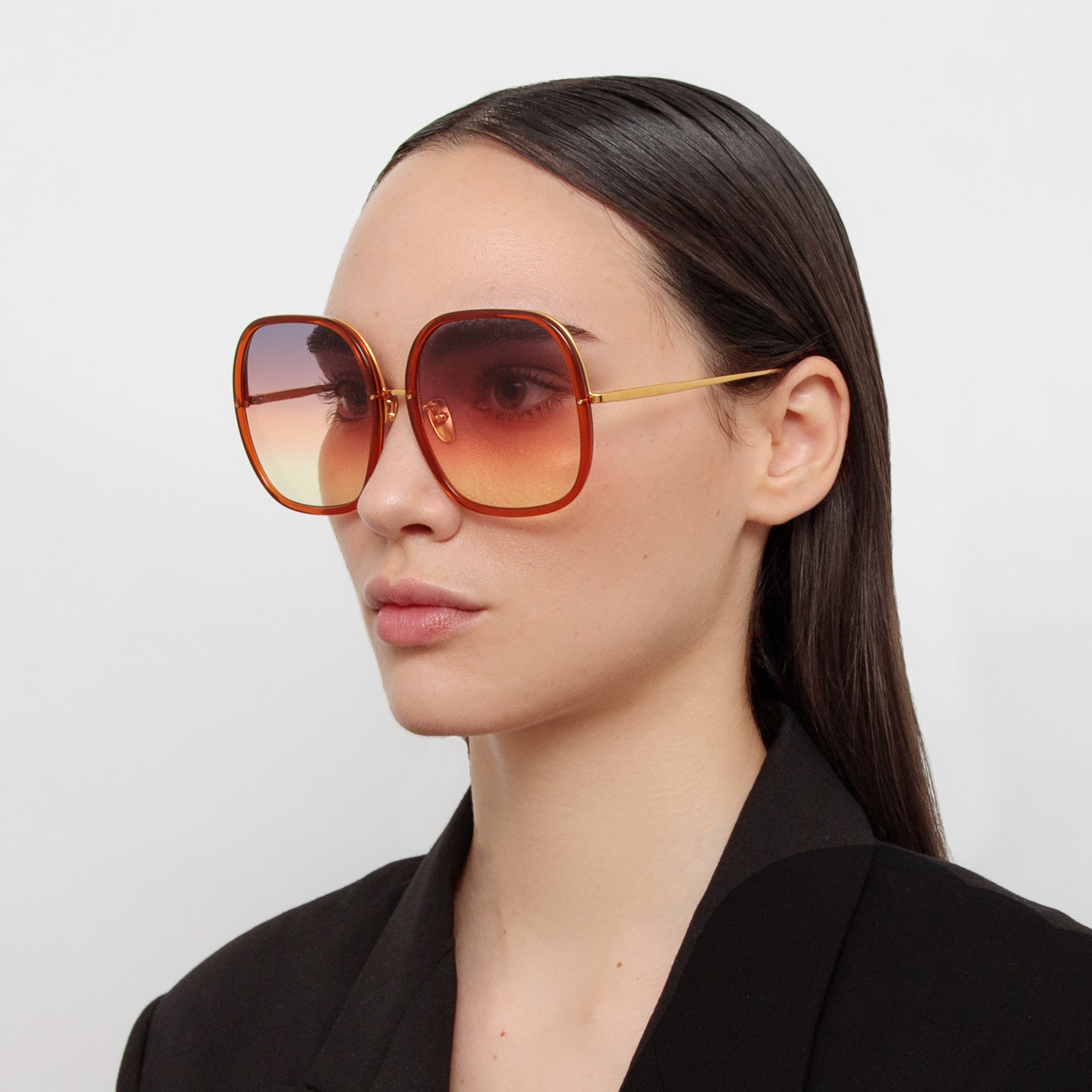 Celia Sunglasses in 22K Gold and Sunset Gradient