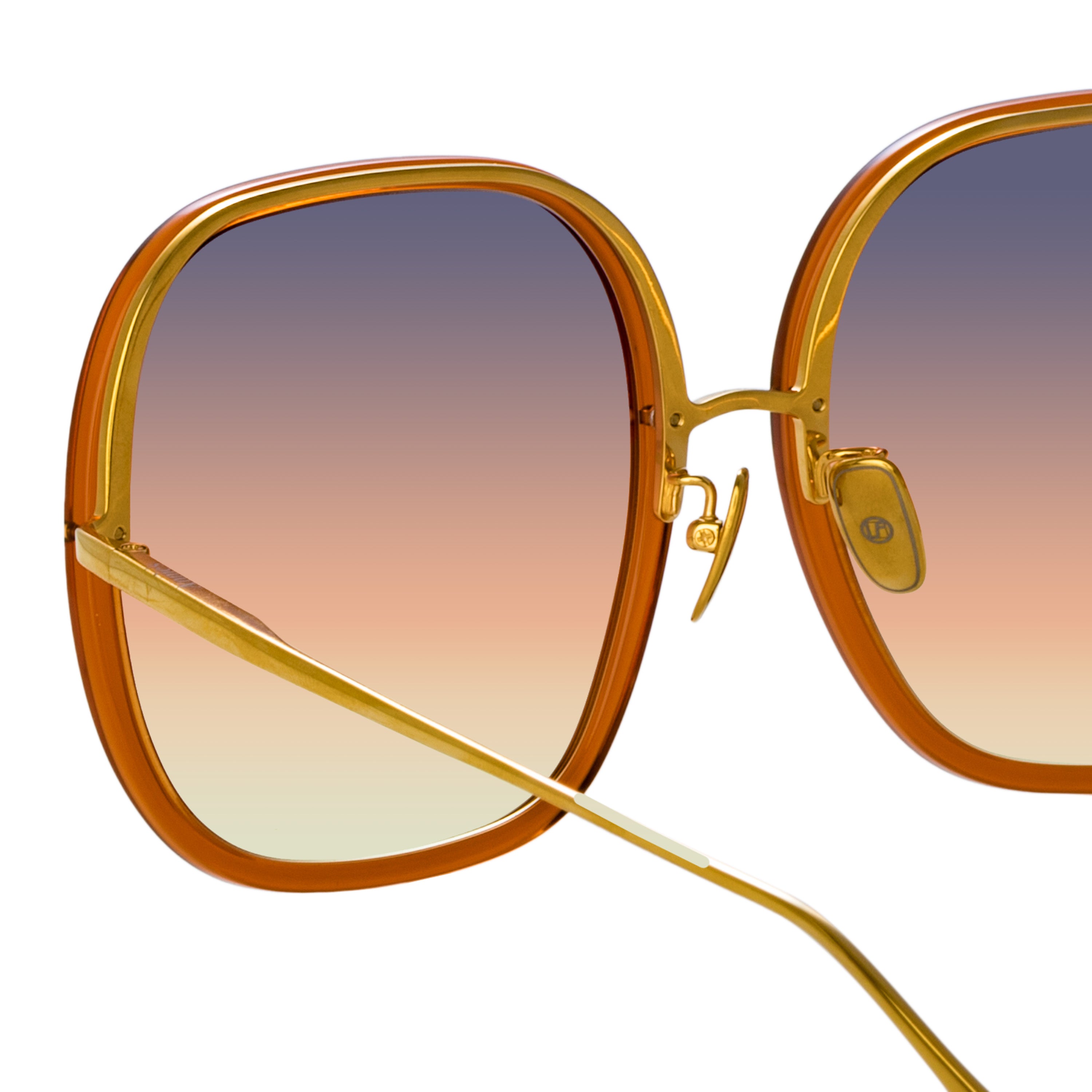 Celia Sunglasses in 22K Gold and Sunset Gradient