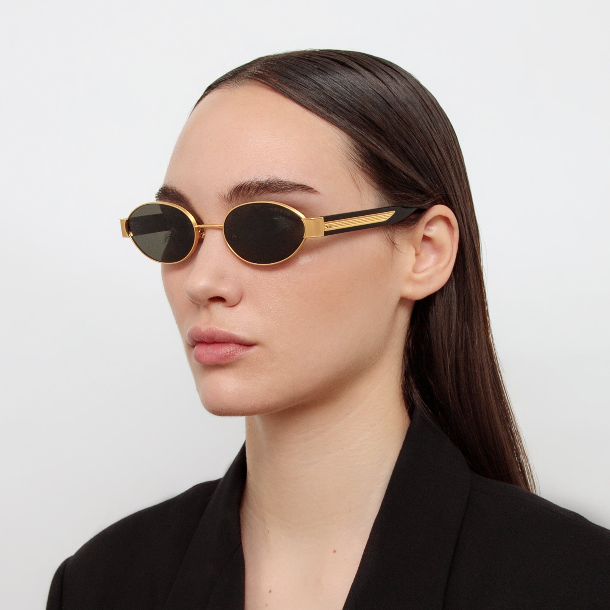 Sadie Sunglasses in 22K Gold and Grey