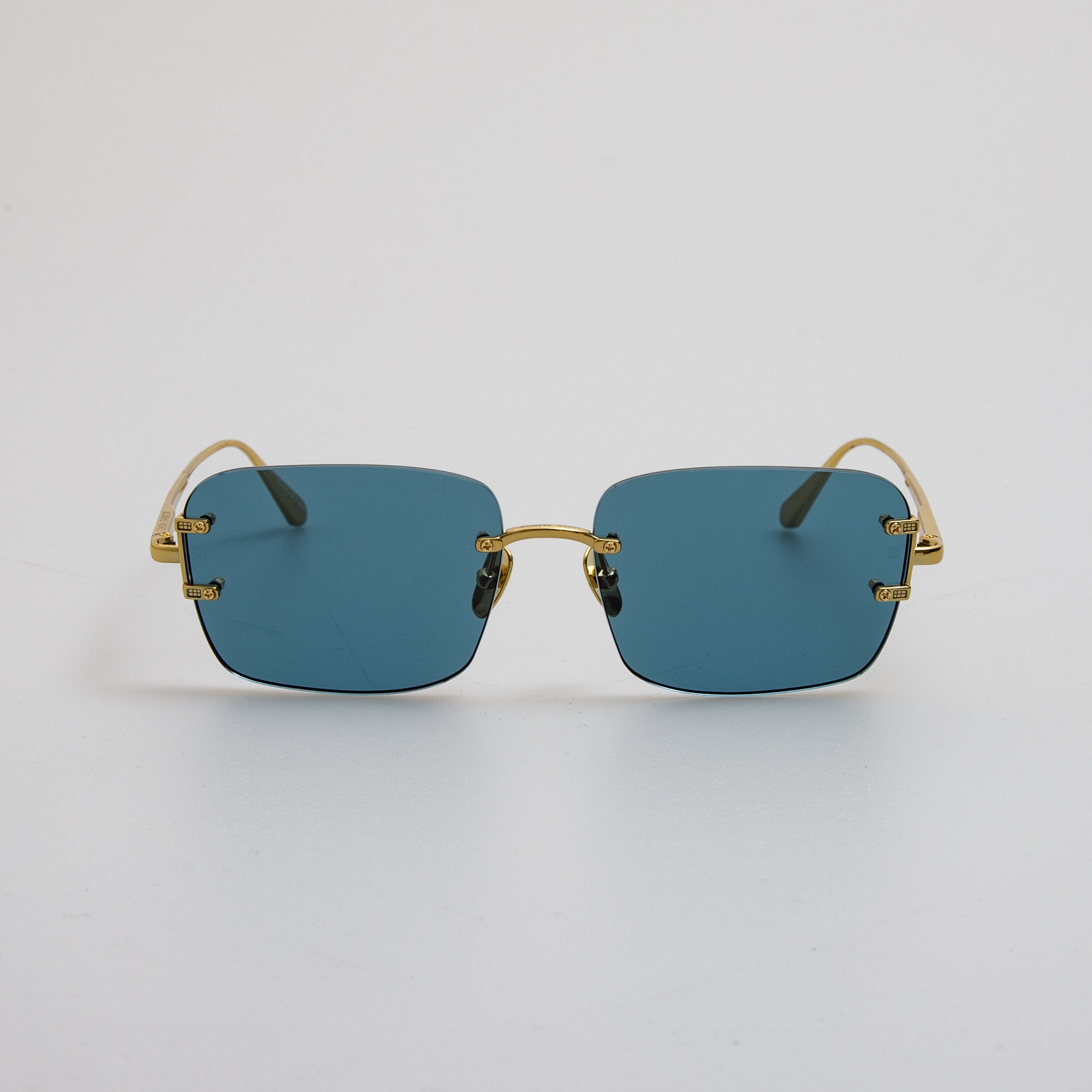 Sasha Square Sunglasses in 22K Gold and Aqua