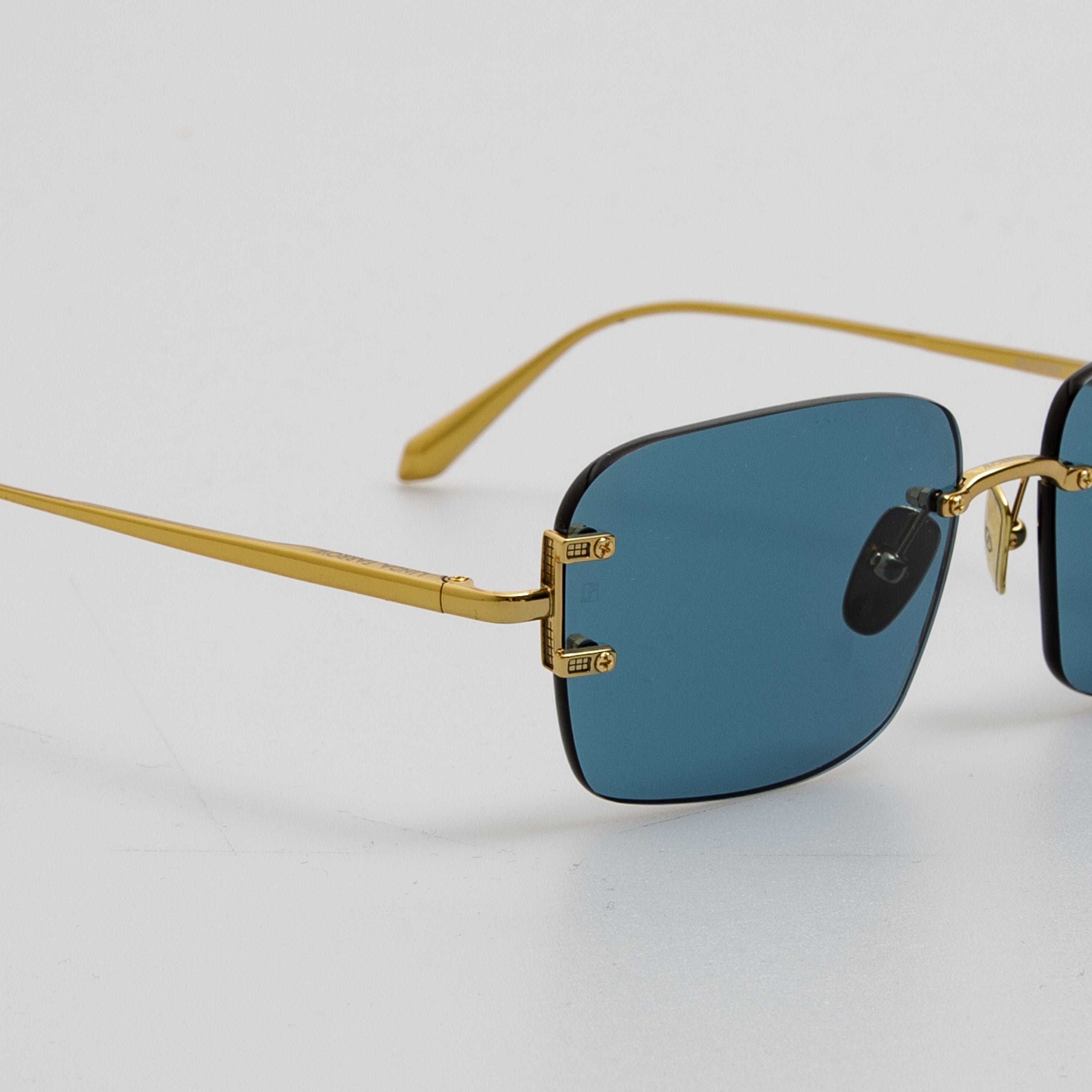 Sasha Square Sunglasses in 22K Gold and Aqua