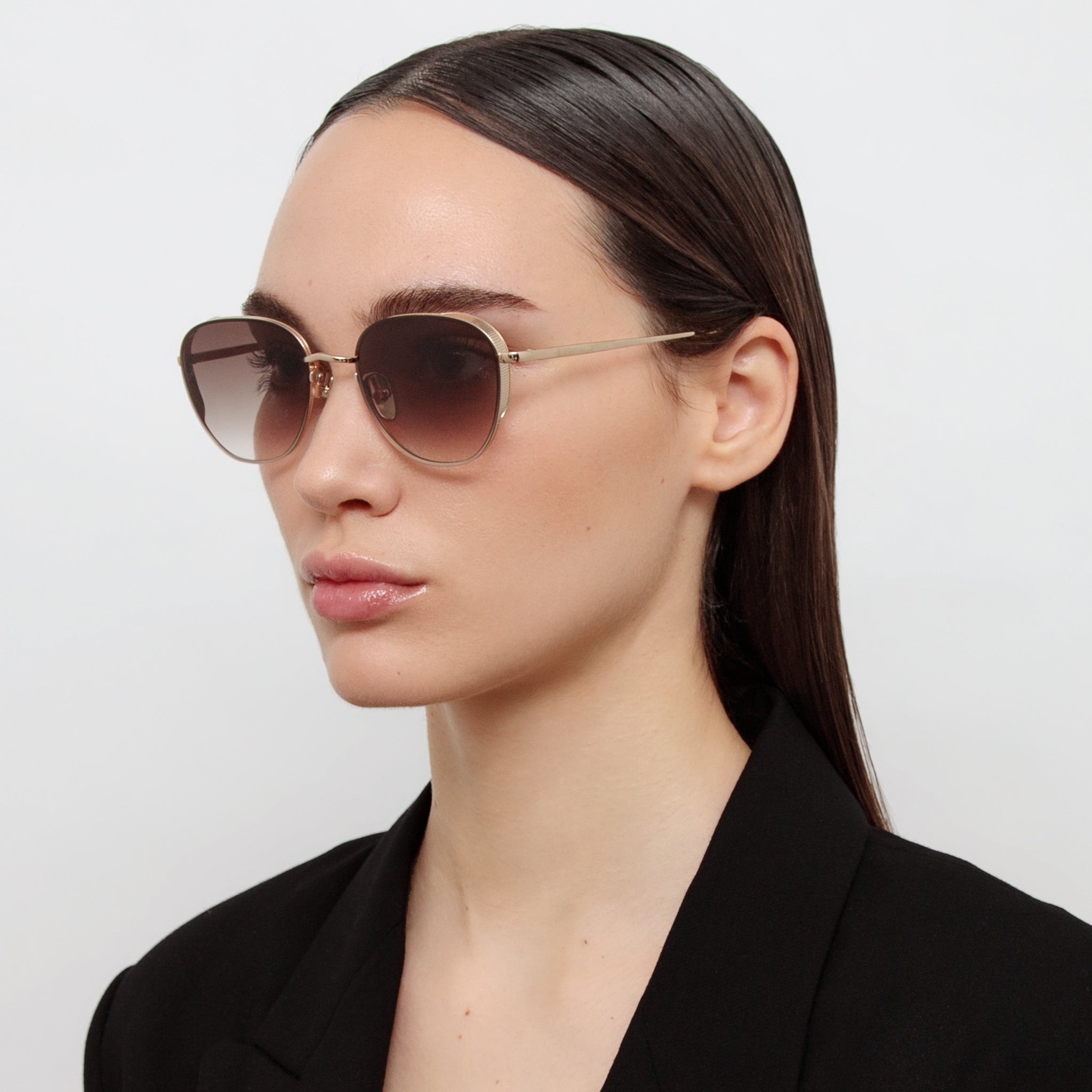Hardy Sunglasses in 22K Gold and Mocha