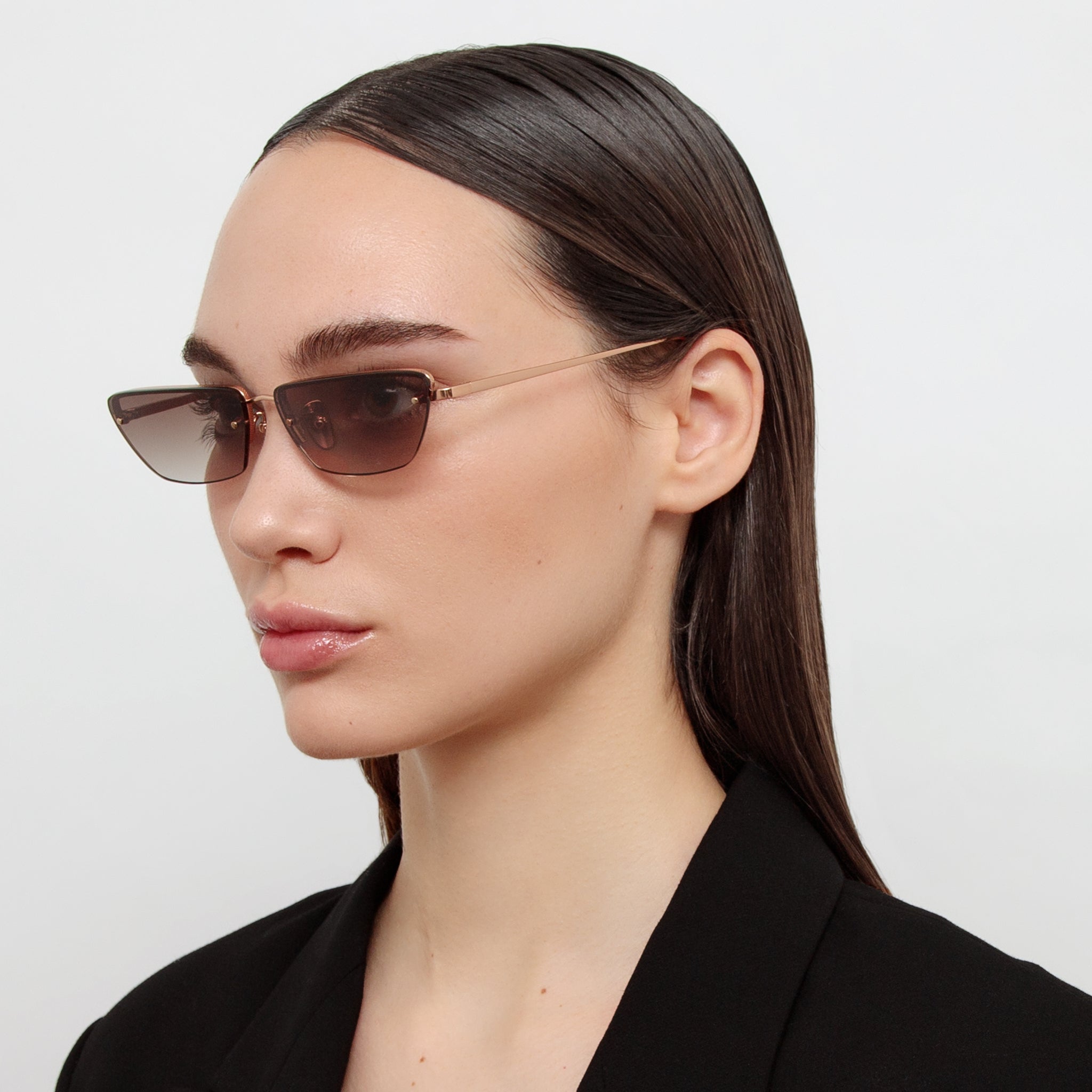 Cleo Sunglasses in 18K Rose Gold and Mocha