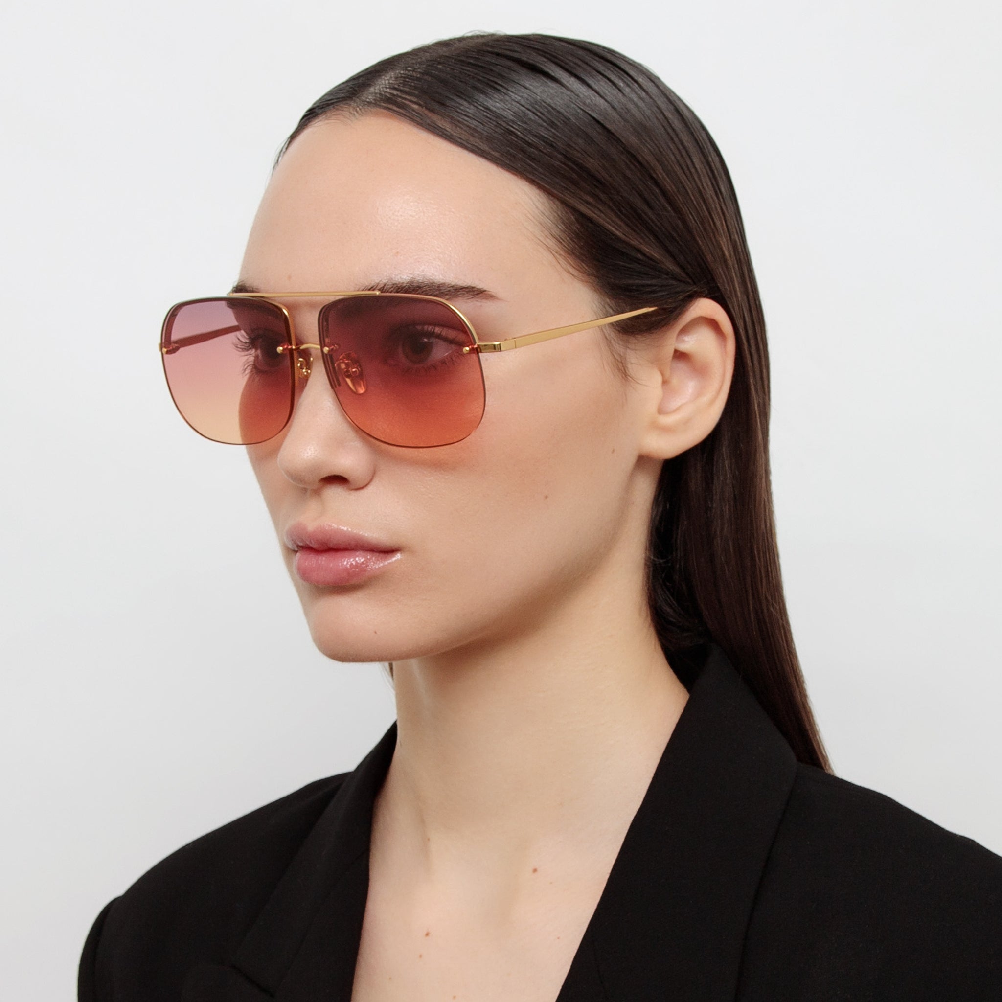 Seren Sunglasses in 22k Gold and Sunset Orange