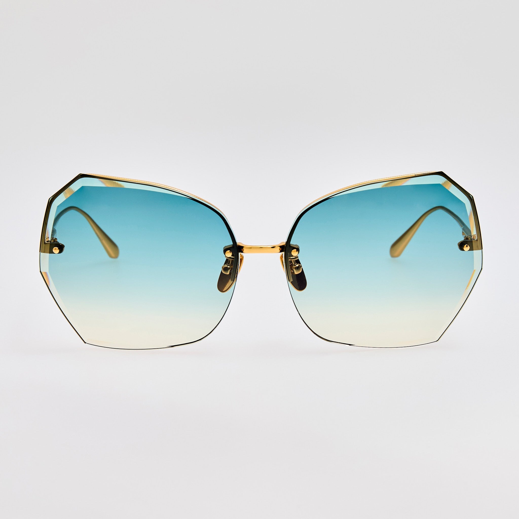 Lila Sunglasses in 22K Gold and Aqua