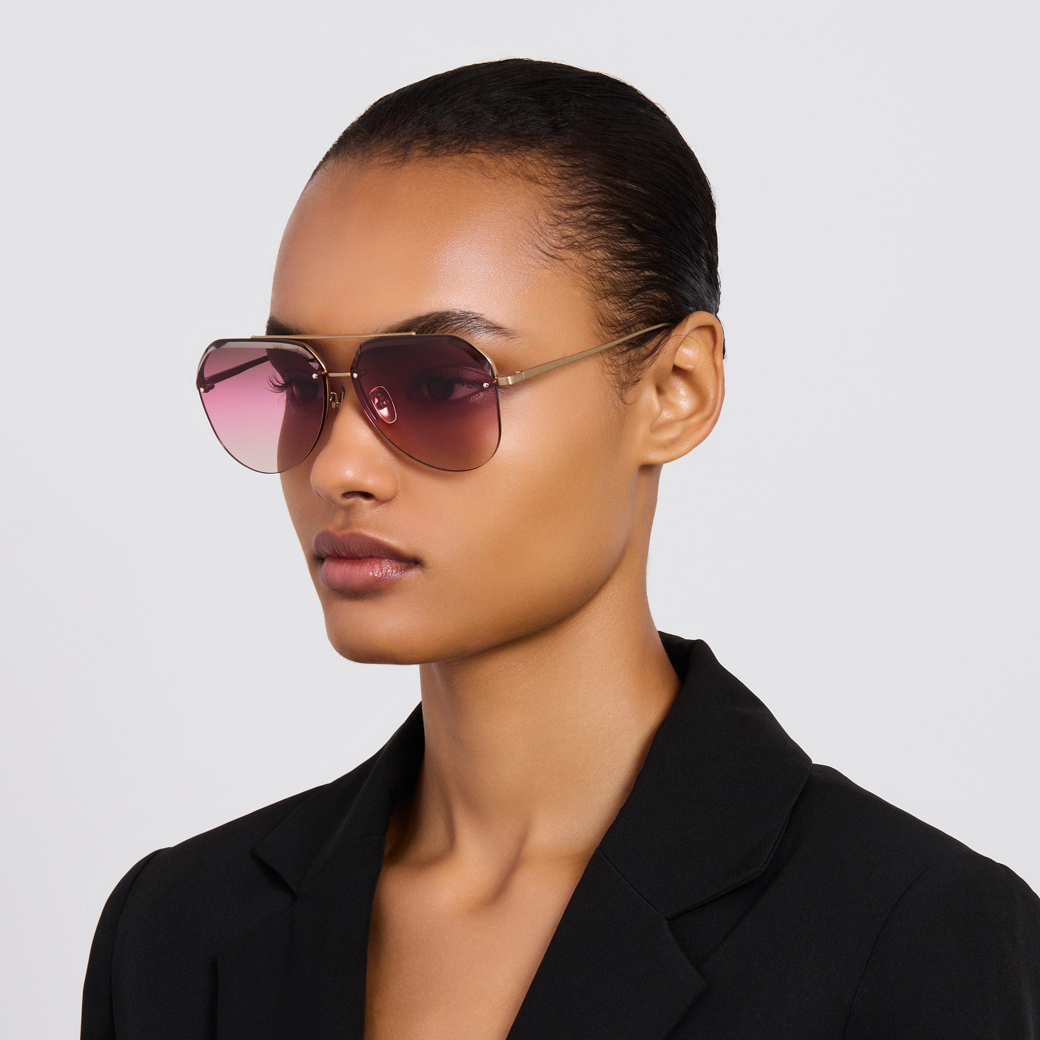 Quynh Sunglasses in Matt Champagne and Pink