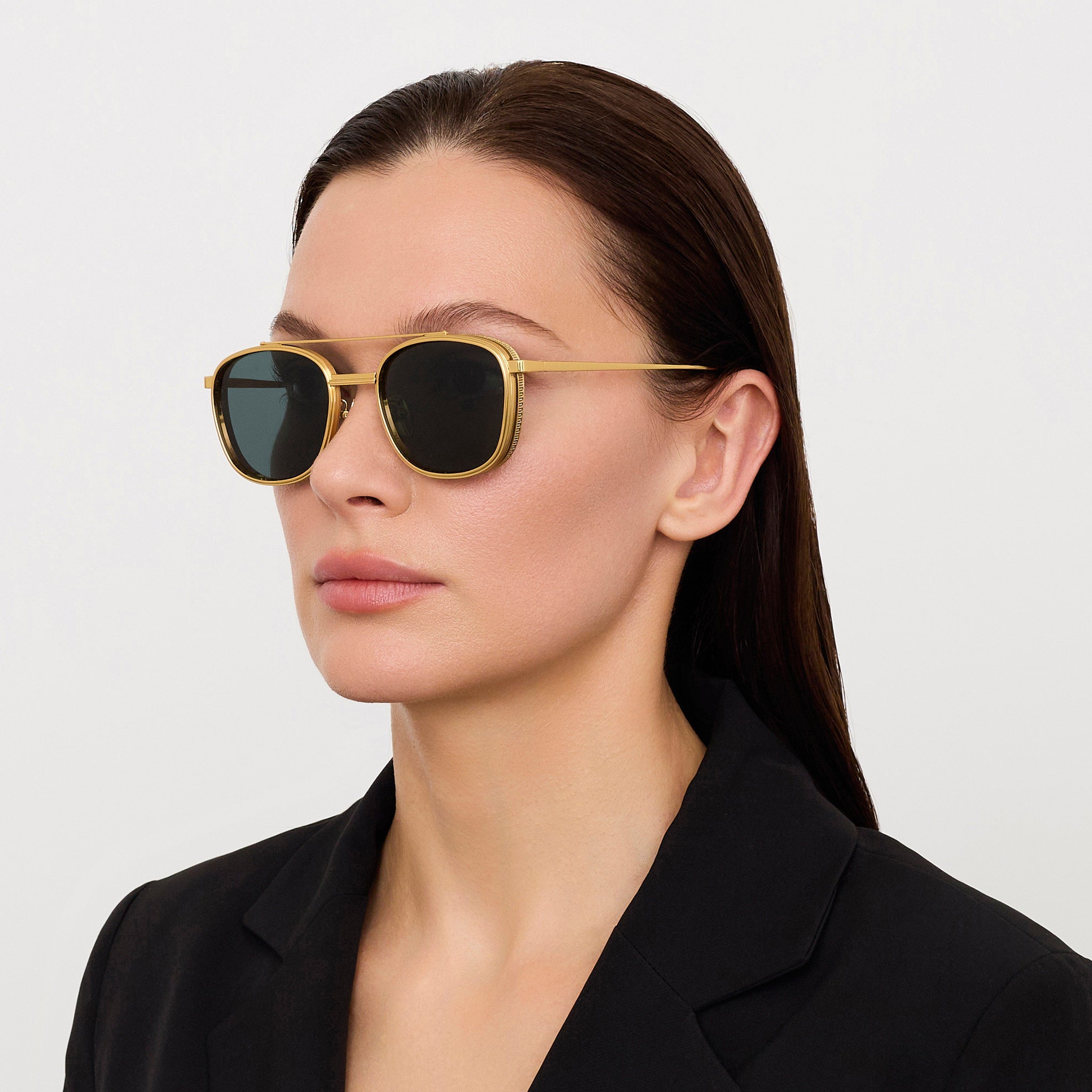 Varo Sunglasses in 22K White Gold and Green