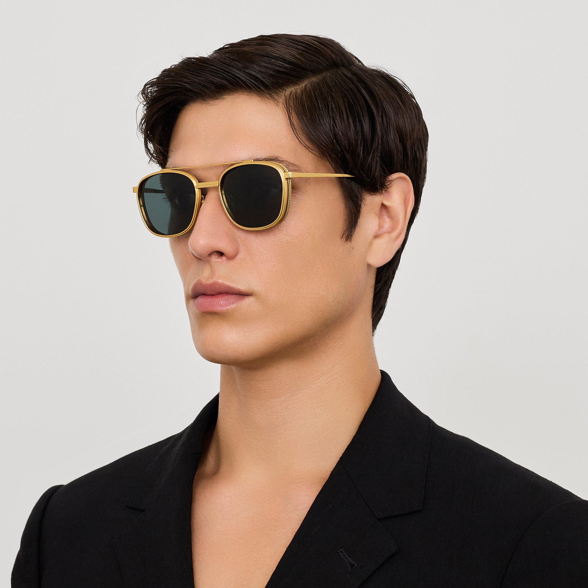 Varo Sunglasses in 22K White Gold and Green