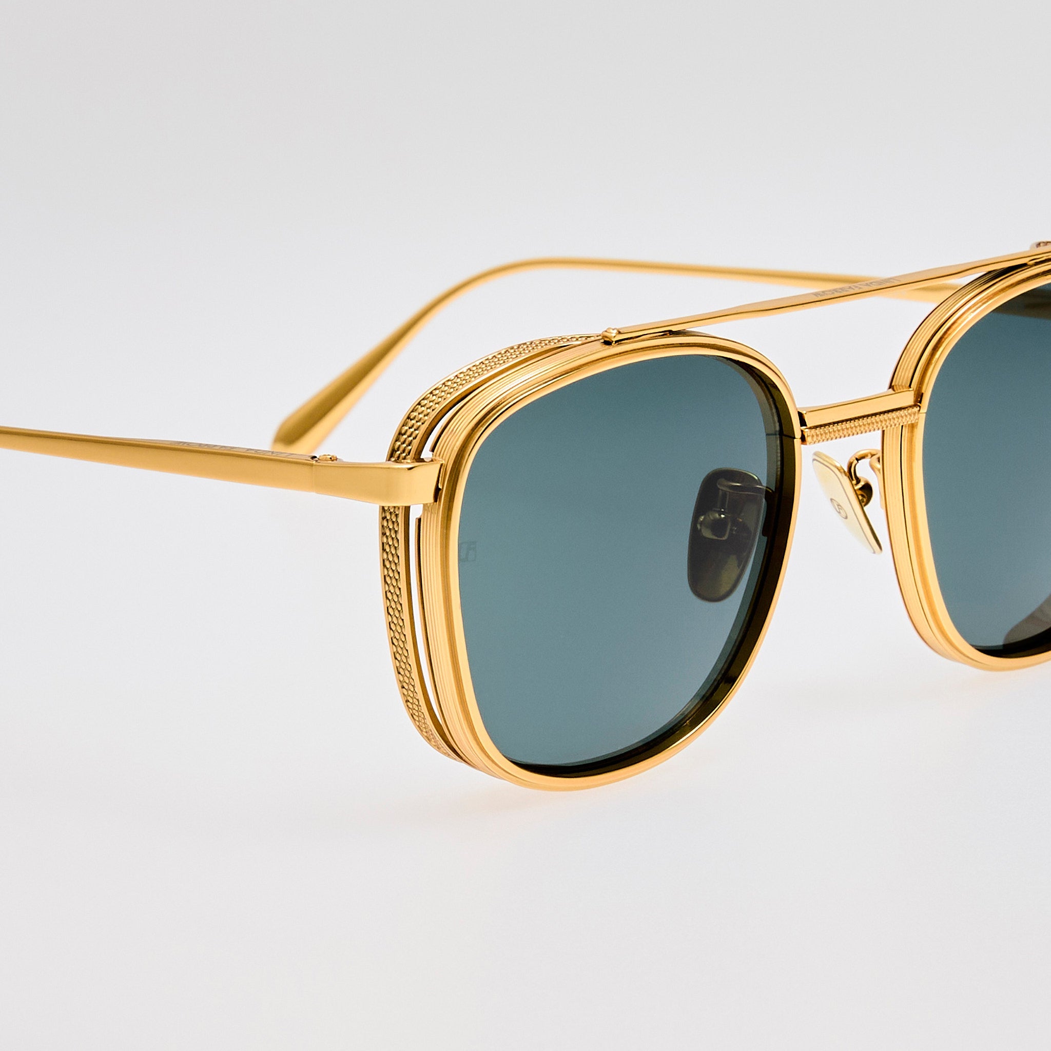 Varo Sunglasses in 22K White Gold and Green